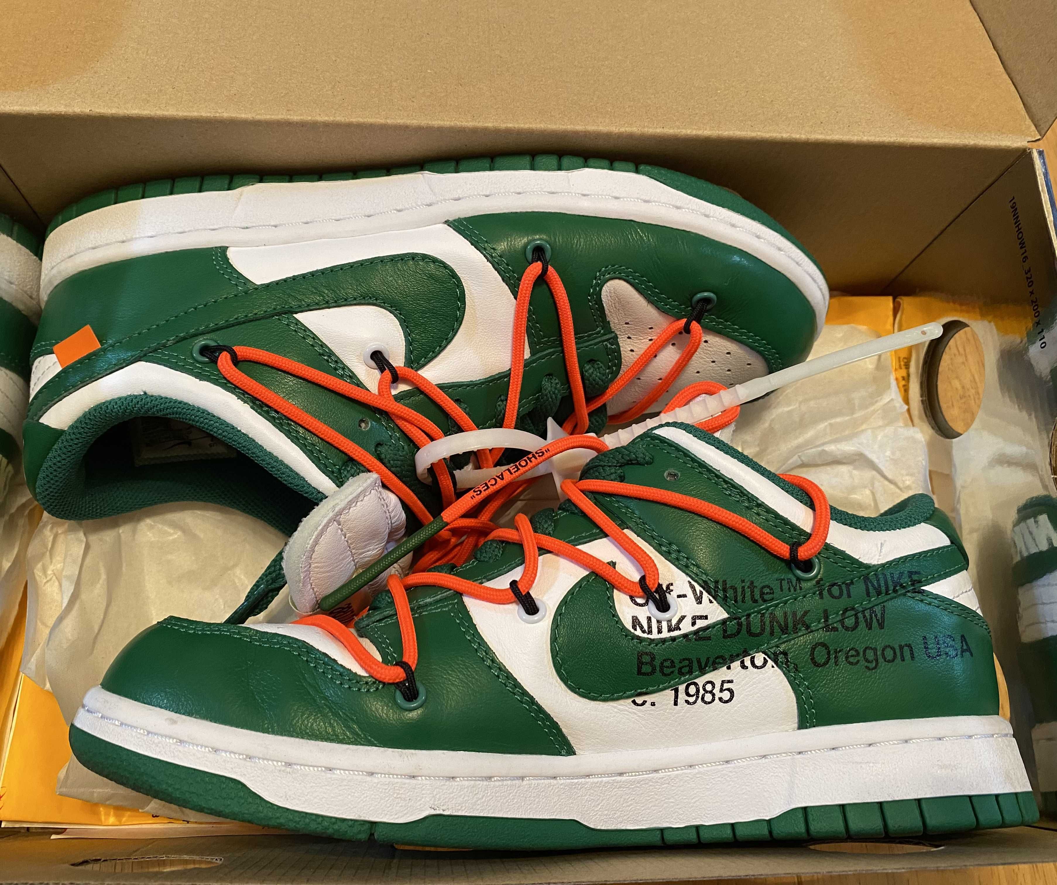 Off-White × Nike Dunk Low "White/Pine Green"