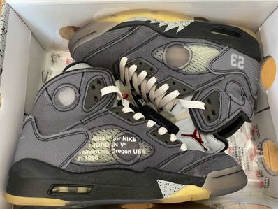 Off-White × Nike Air Jordan 5 "Black/Muslin/Fire Red"