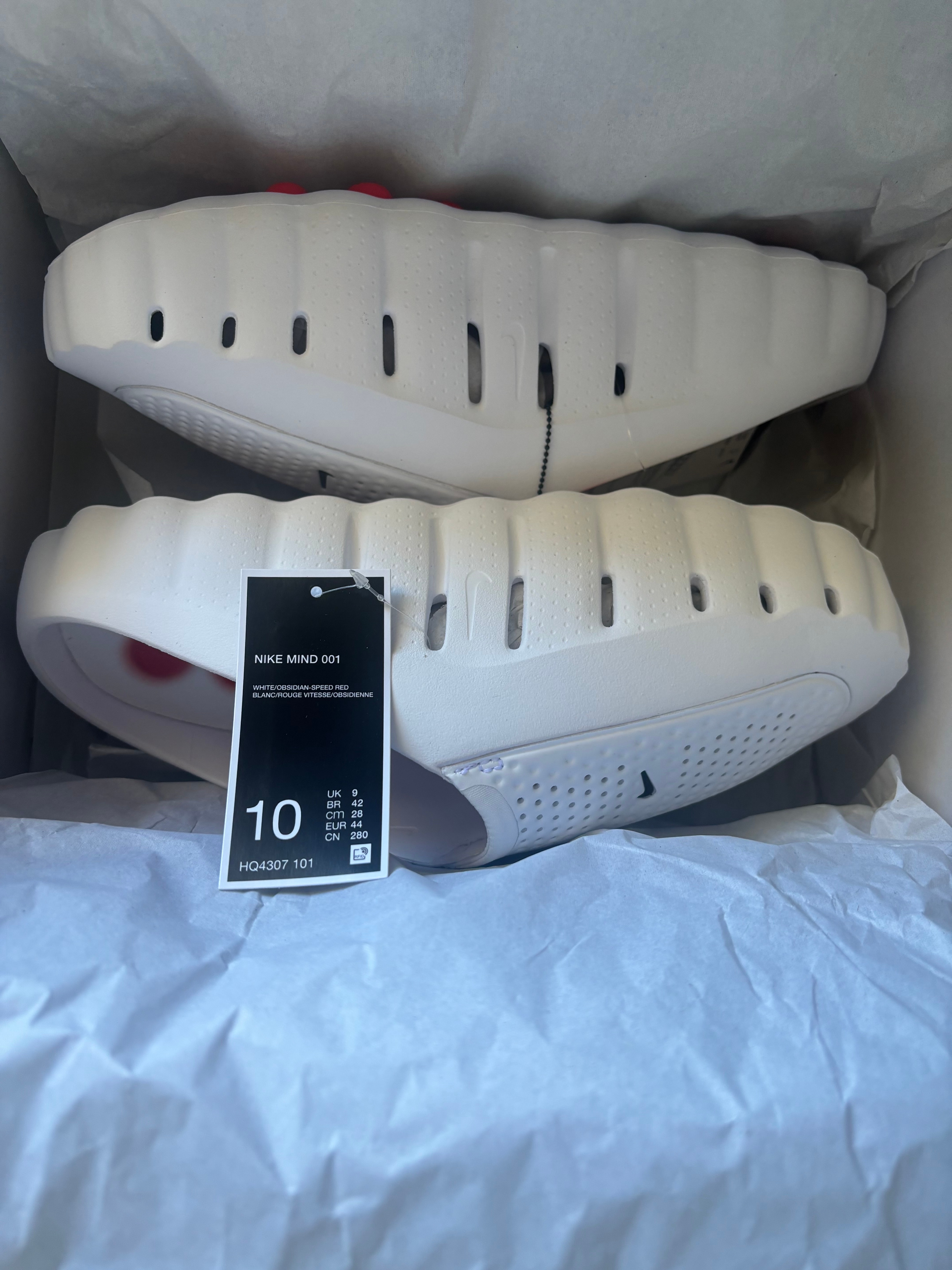 Nike Mind 001 Mules "White/Speed Red"