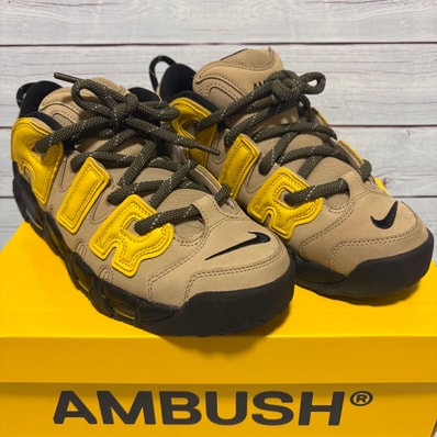AMBUSH × Nike Air More Uptempo Low "Vivid Sulfur and Limestone"