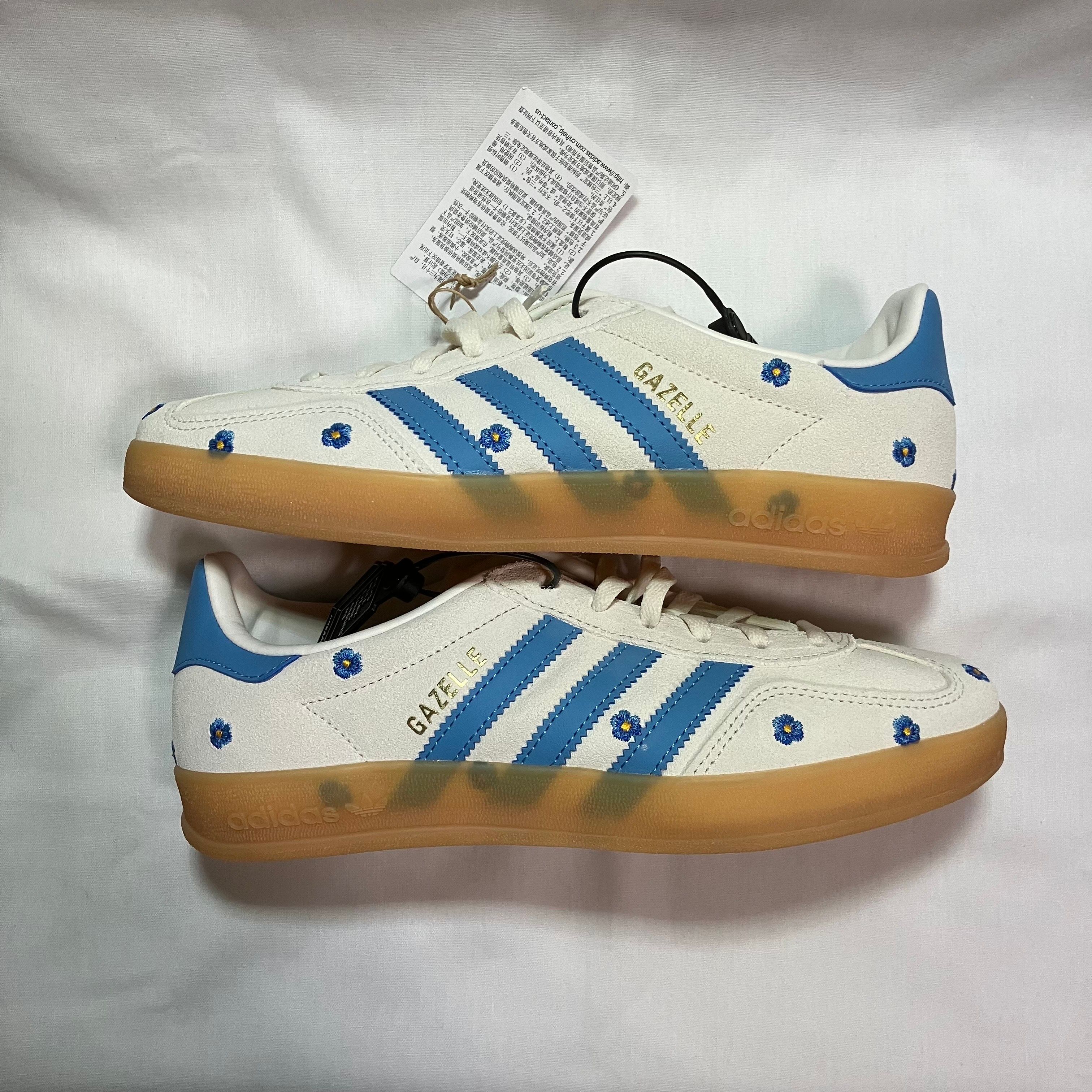 adidas Women's Gazelle Indoor "Cloud White/Light Blue/Gum"