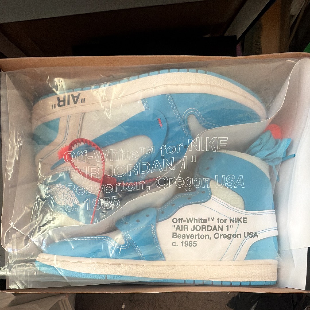 Off-White × Nike Air Jordan 1 High UNC "White/Dark Powder Blue"