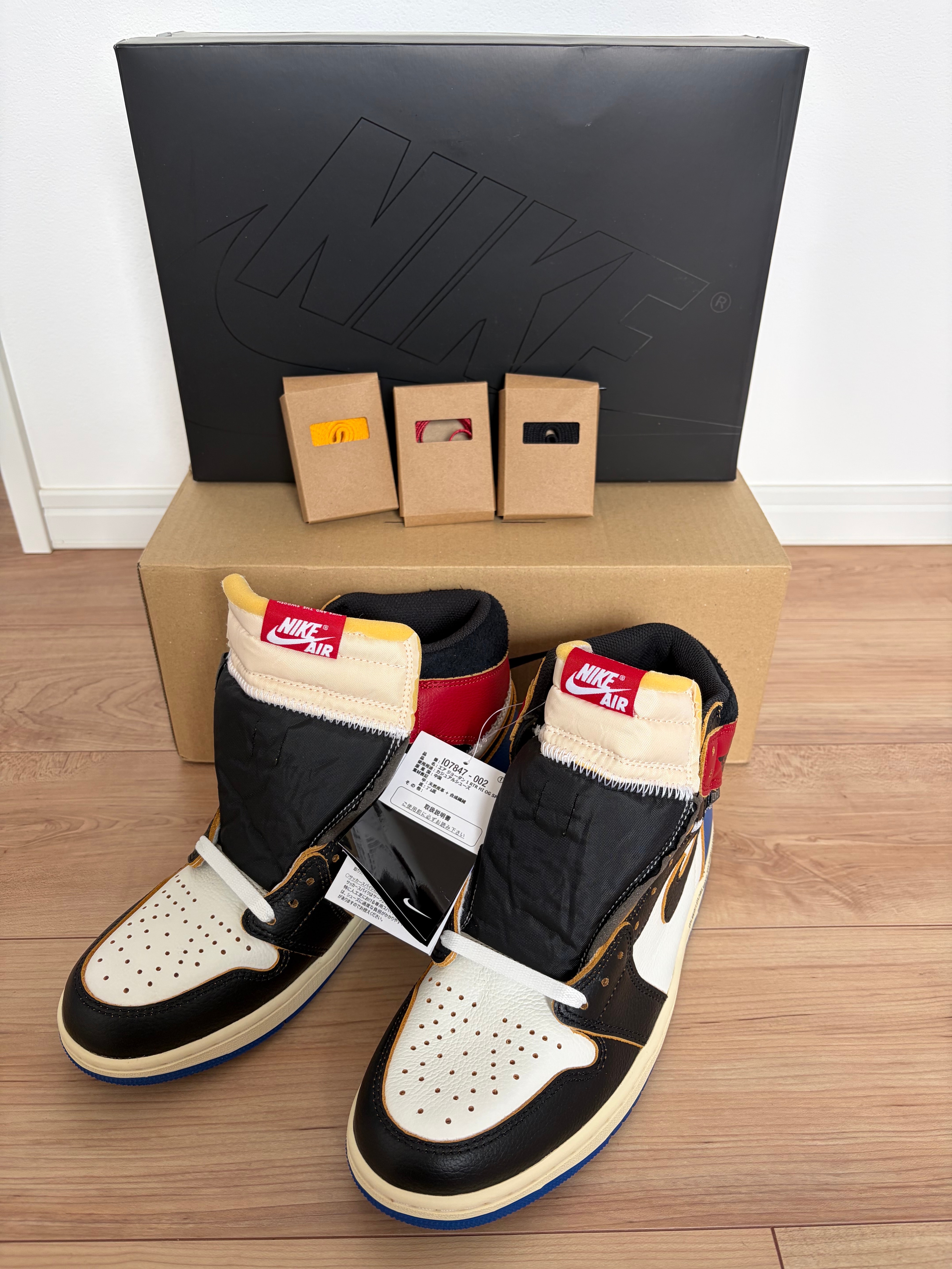 fragment design × UNION × Nike Air Jordan 1 High OG "Black/Varsity Red"