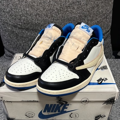 Travis Scott × fragment design × Nike Air Jordan 1 Low OG SP "Military Blue"