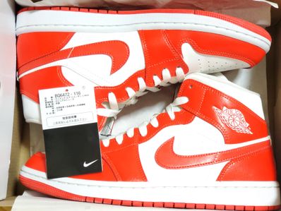 NIKE Women's AIR JORDAN 1 MID "WHITE/HABANERO RED"