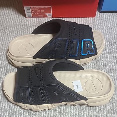 Nike Air More Uptempo Slide "Black and Sanddrift" (FB7799-001/FB7802-001)