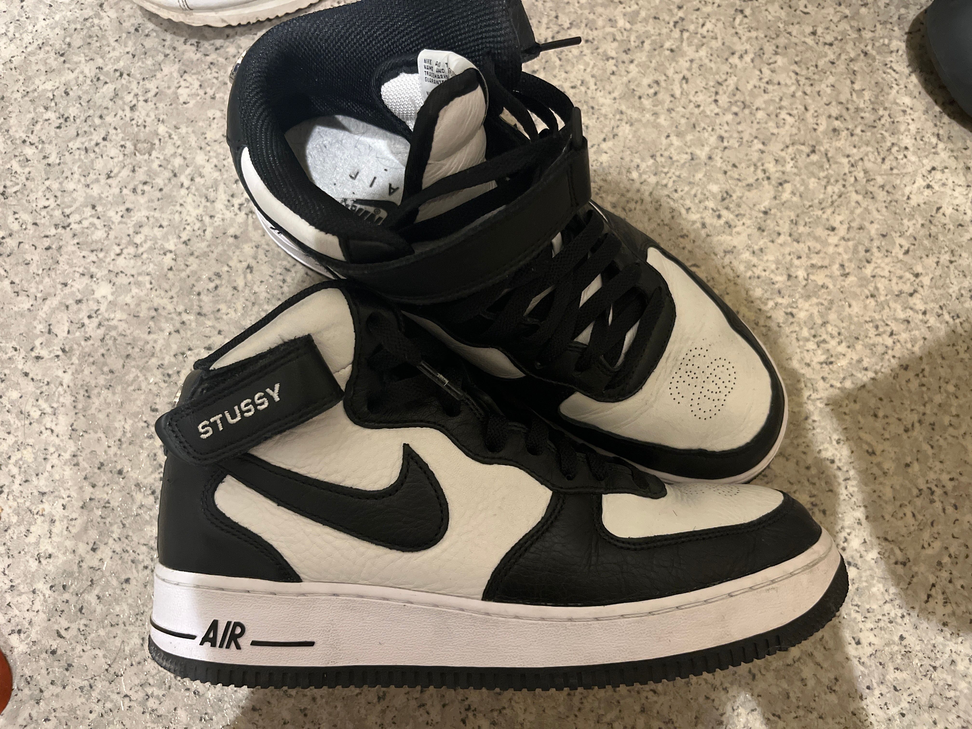 Stussy × Nike Air Force 1 Mid "Black and Light Bone"