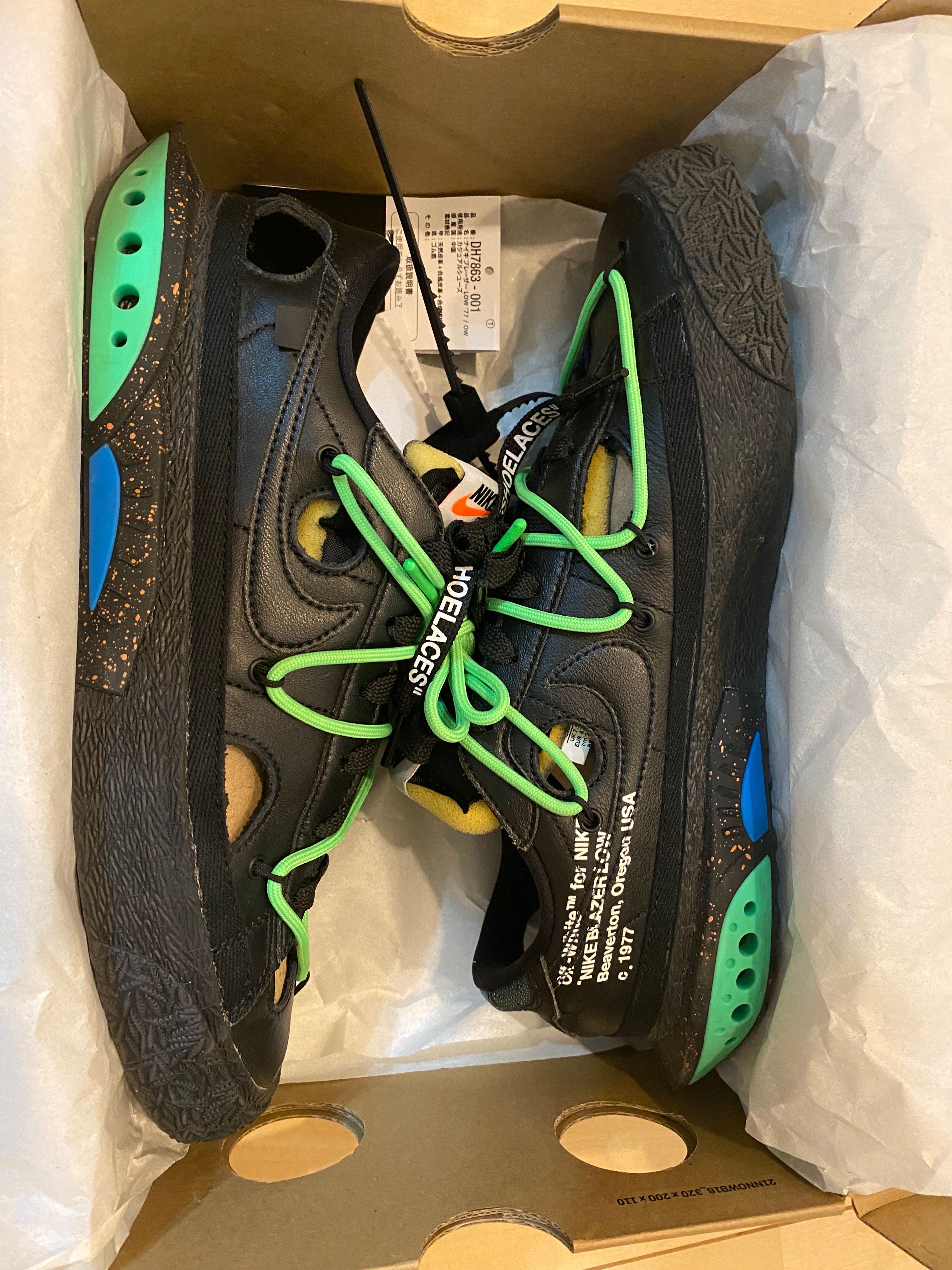 Off-White × Nike Blazer Low "Black and Electro Green"