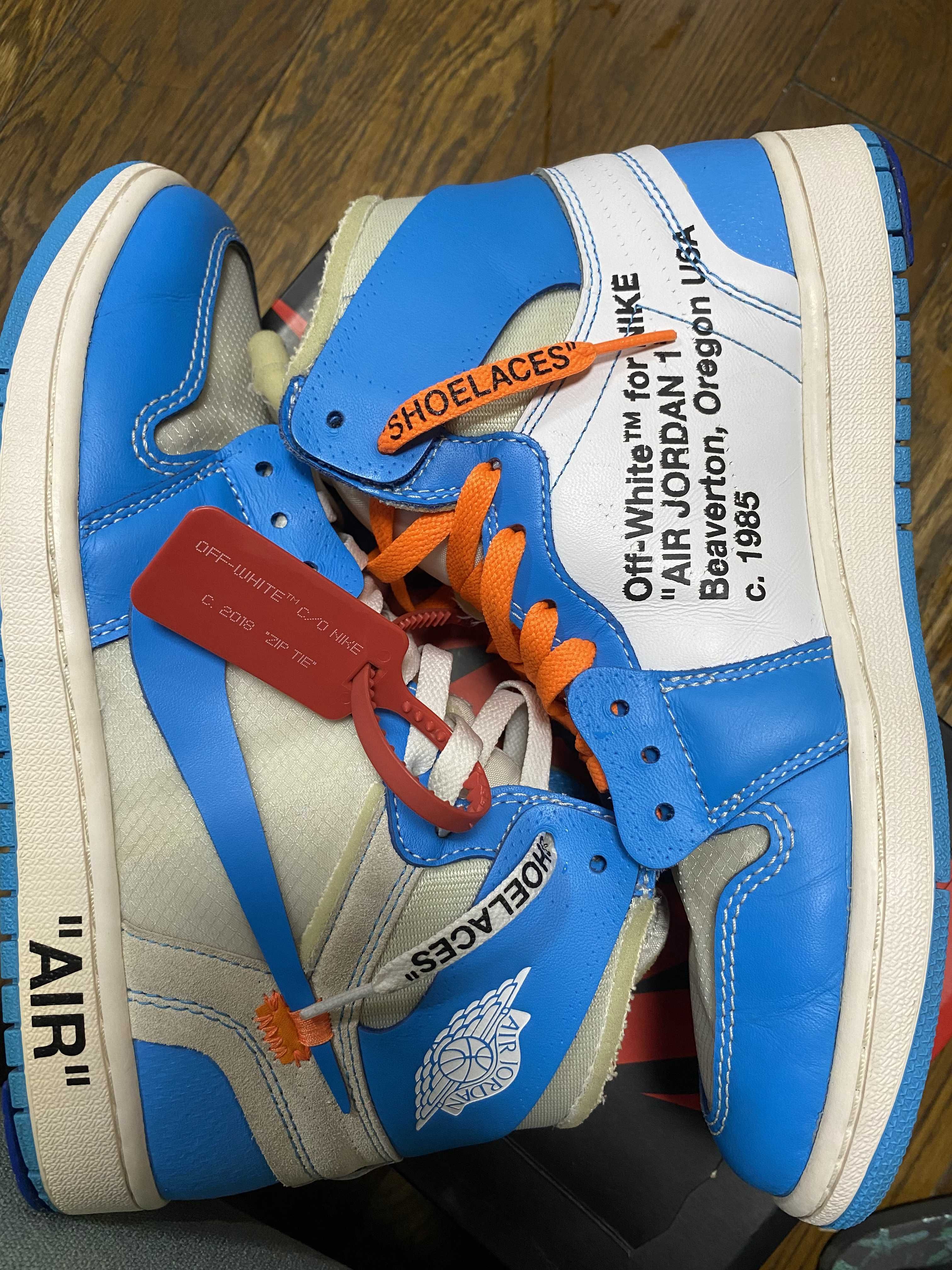 Off-White × Nike Air Jordan 1 High UNC "White/Dark Powder Blue"