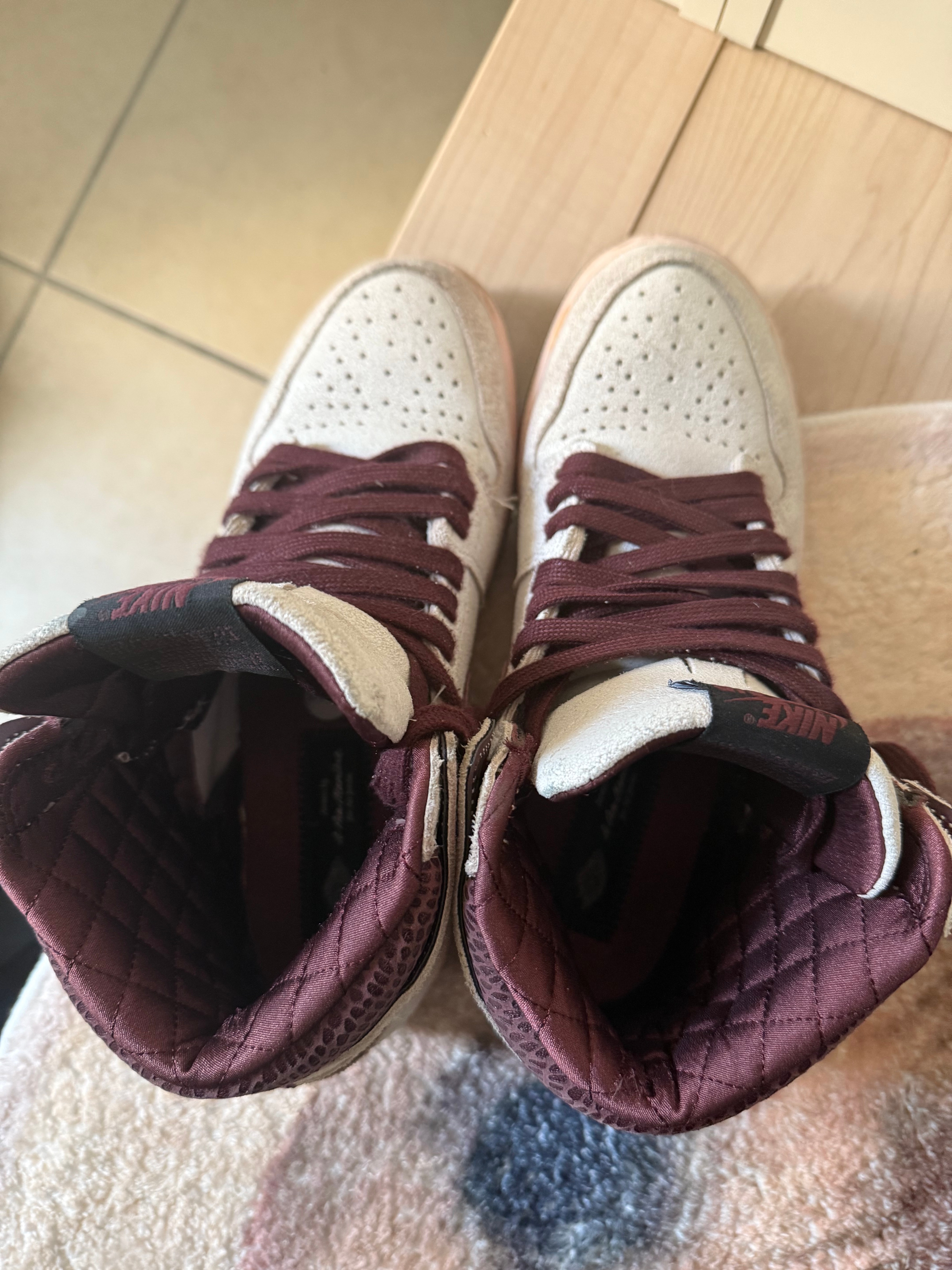 アママニエール × ナイキ エアジョーダン1 レトロ ハイ OG "セイルアンドバーガンディ"