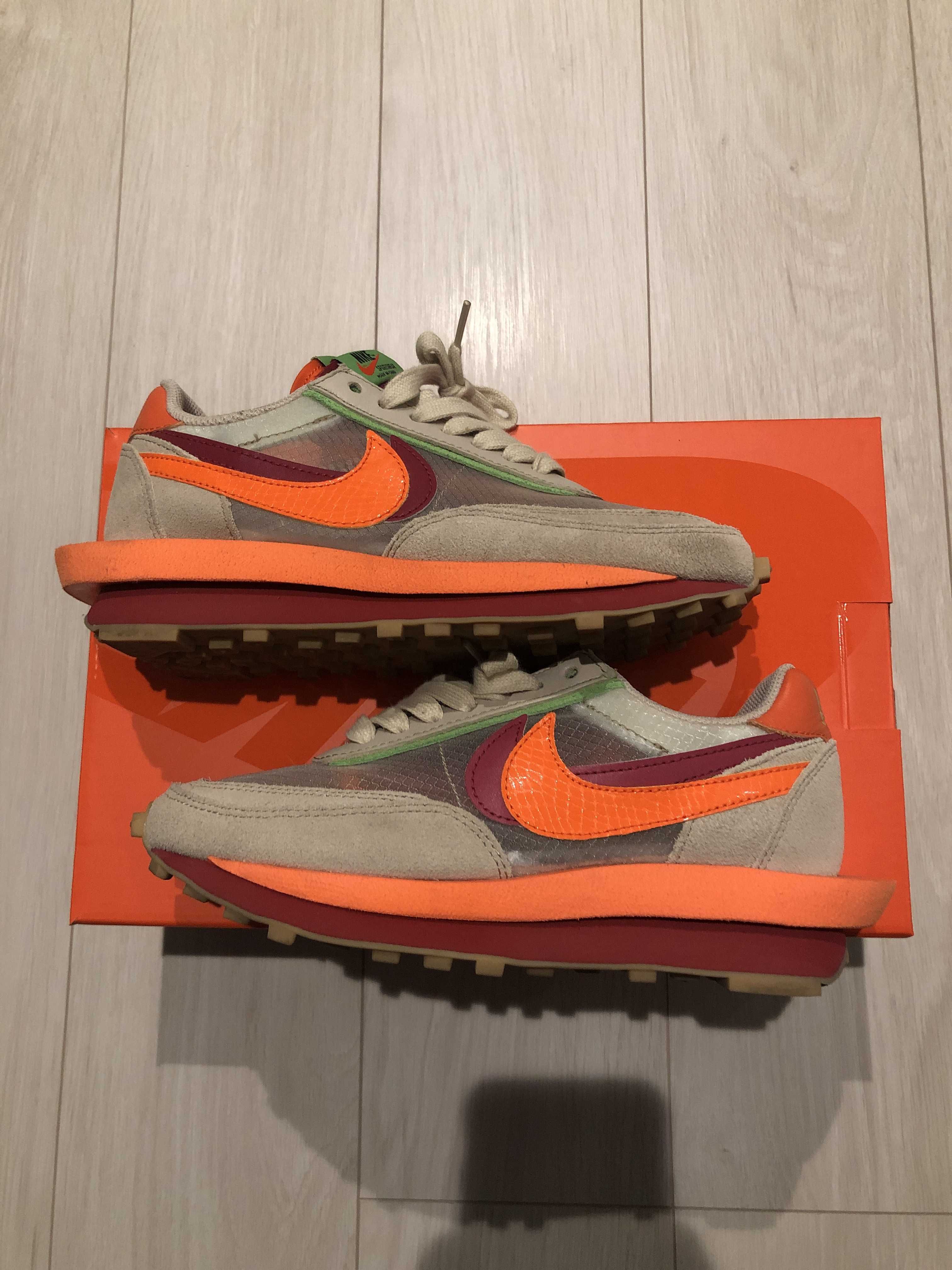CLOT × Sacai × Nike LD Waffle "Orange Blaze"