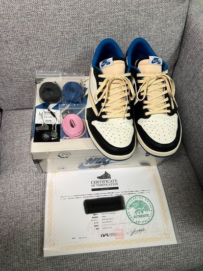 Travis Scott × fragment design × Nike Air Jordan 1 Low OG SP "Military Blue"