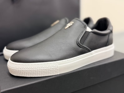 Chrome Hearts Slip-On CH Plus Haraco Sneakers with Leather Patch Dagger "Black"