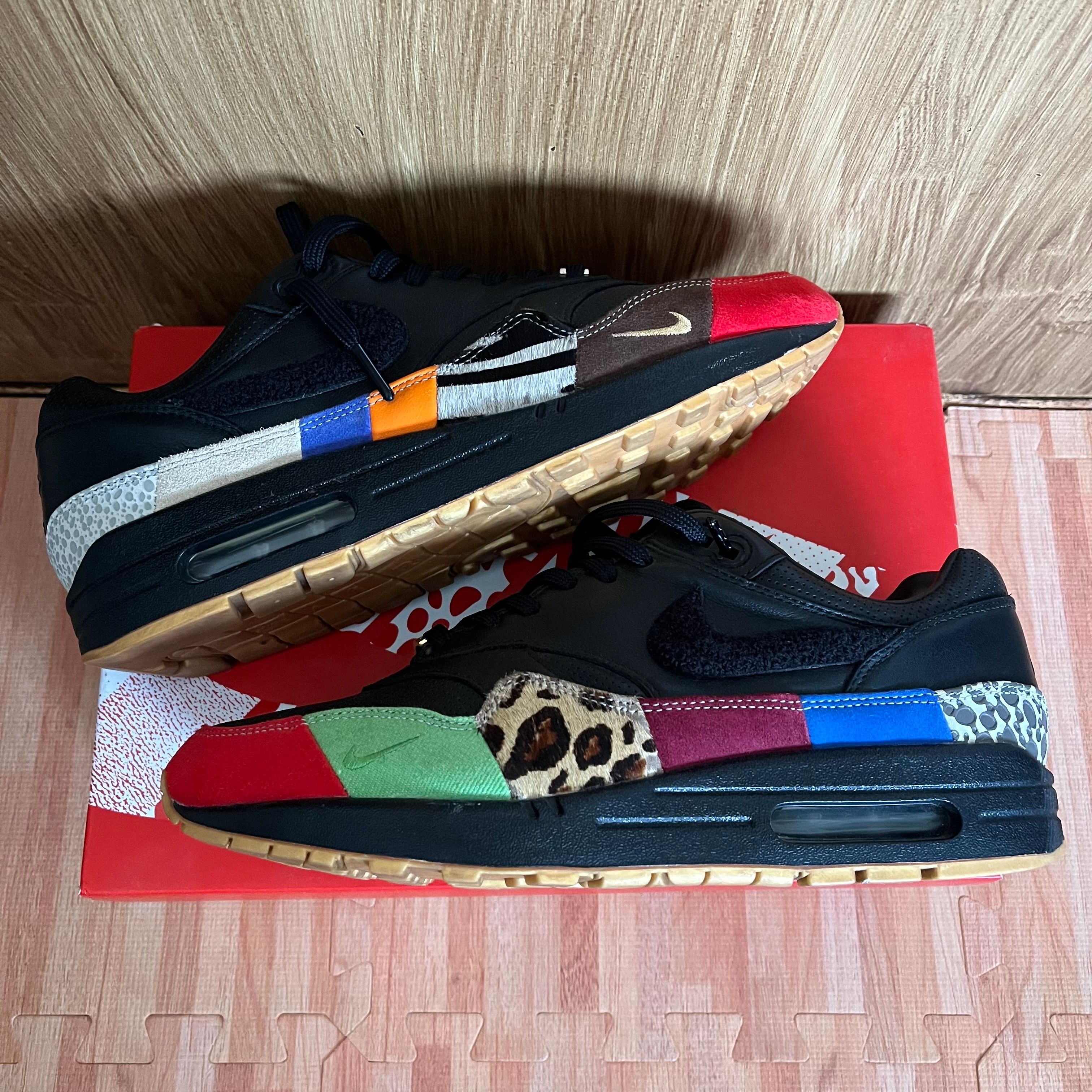 NIKE AIR MAX 1 MASTER "BLACK/BLACK-UNIVERSITY RED-INTERNATIONAL BLUE"