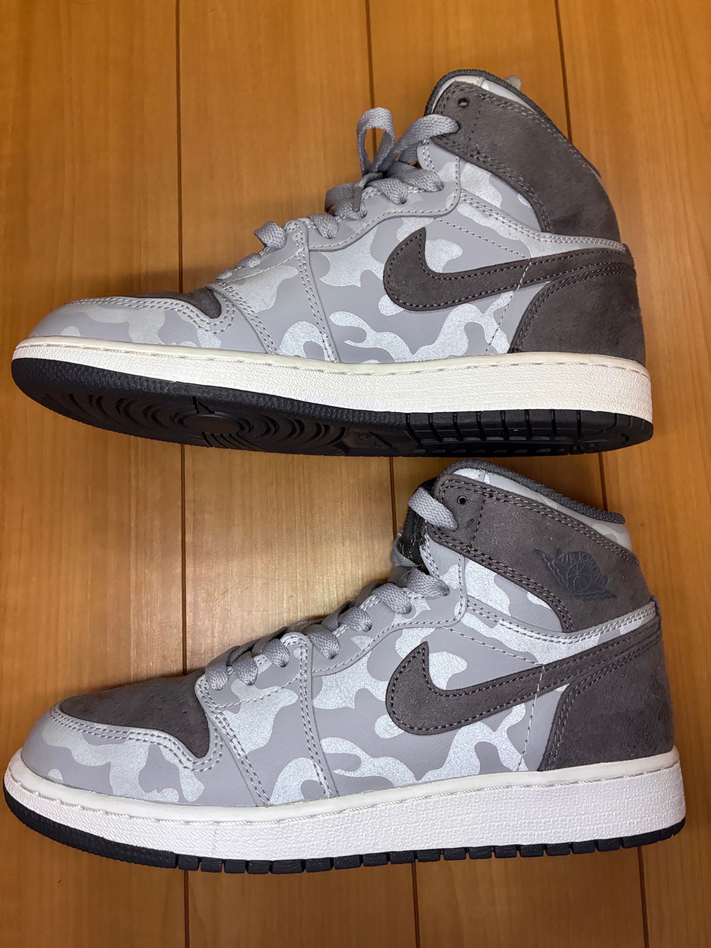 Nike GS Air Jordan 1 Retro High "Camo 3M Wolf Grey"