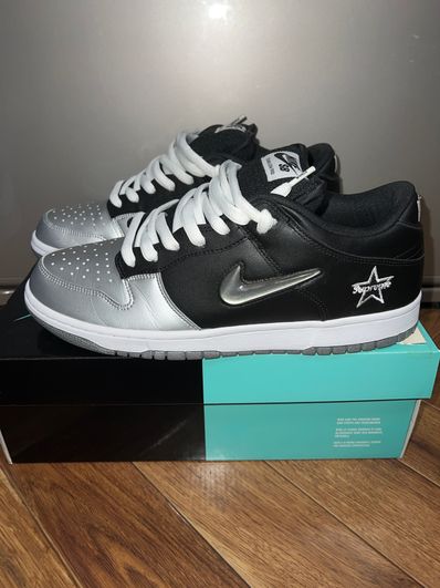 Supreme × Nike Dunk Low "Metallic Silver/Black"