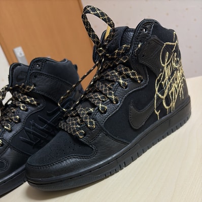 Faust × Nike SB Dunk High "Black and Metallic Gold"