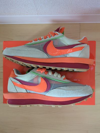 CLOT × Sacai × Nike LD Waffle "Orange Blaze"