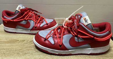Off-White × Nike Dunk Low "University Red/Wolf Grey"