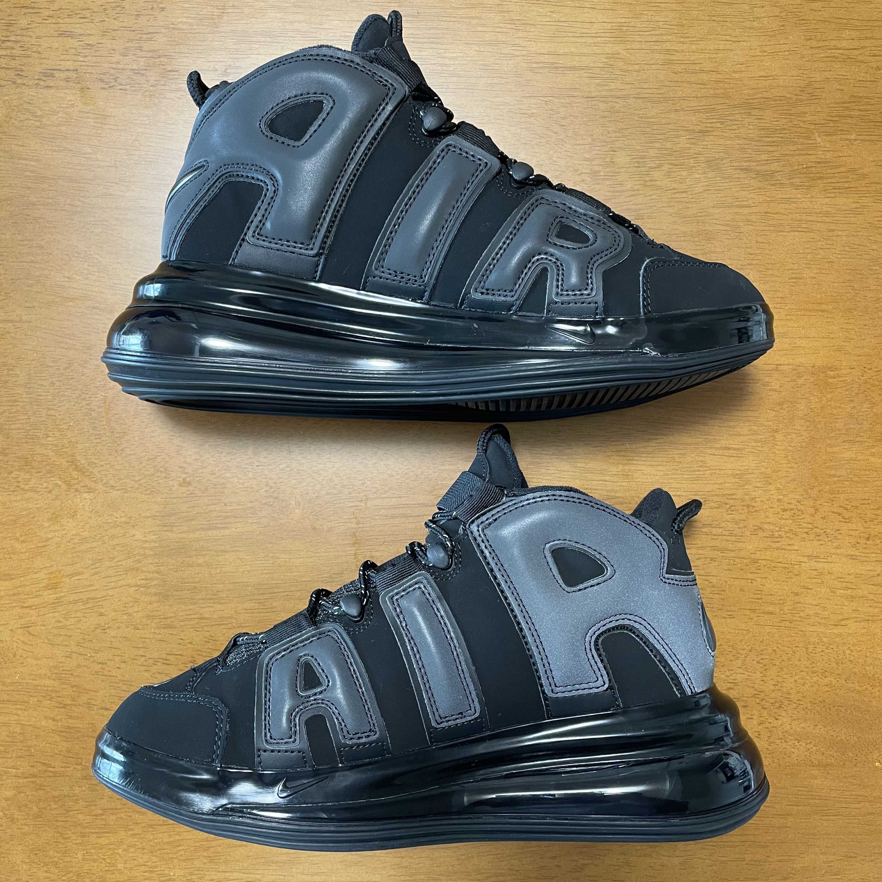 NIKE AIR MORE UPTEMPO 720 BLACK / METALLIC BLACK