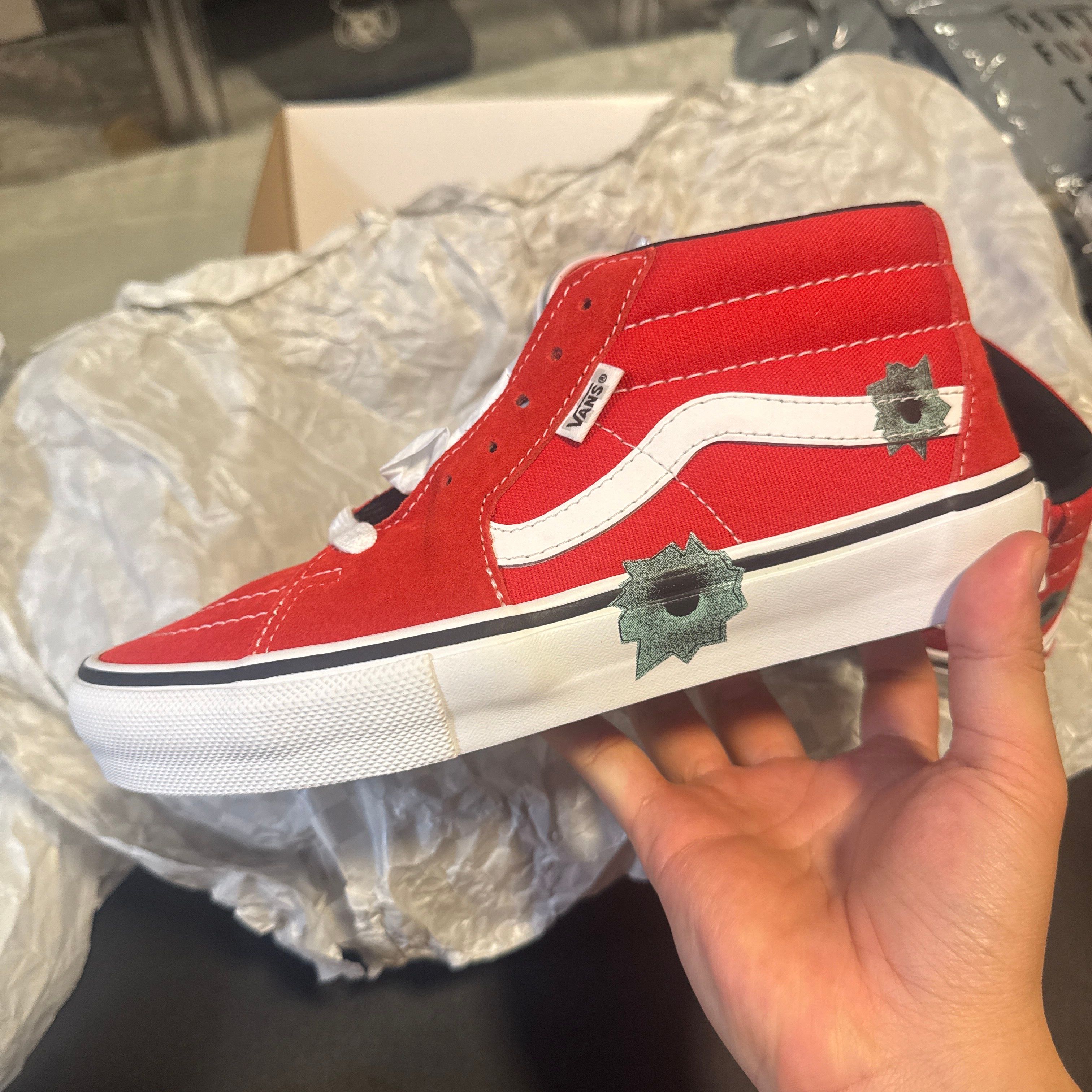 Nate Lowman × Supreme × Vans Skate Grosso Mid "Bullet Hole/Red" (Japan Exclusive) (25SS Week9)
