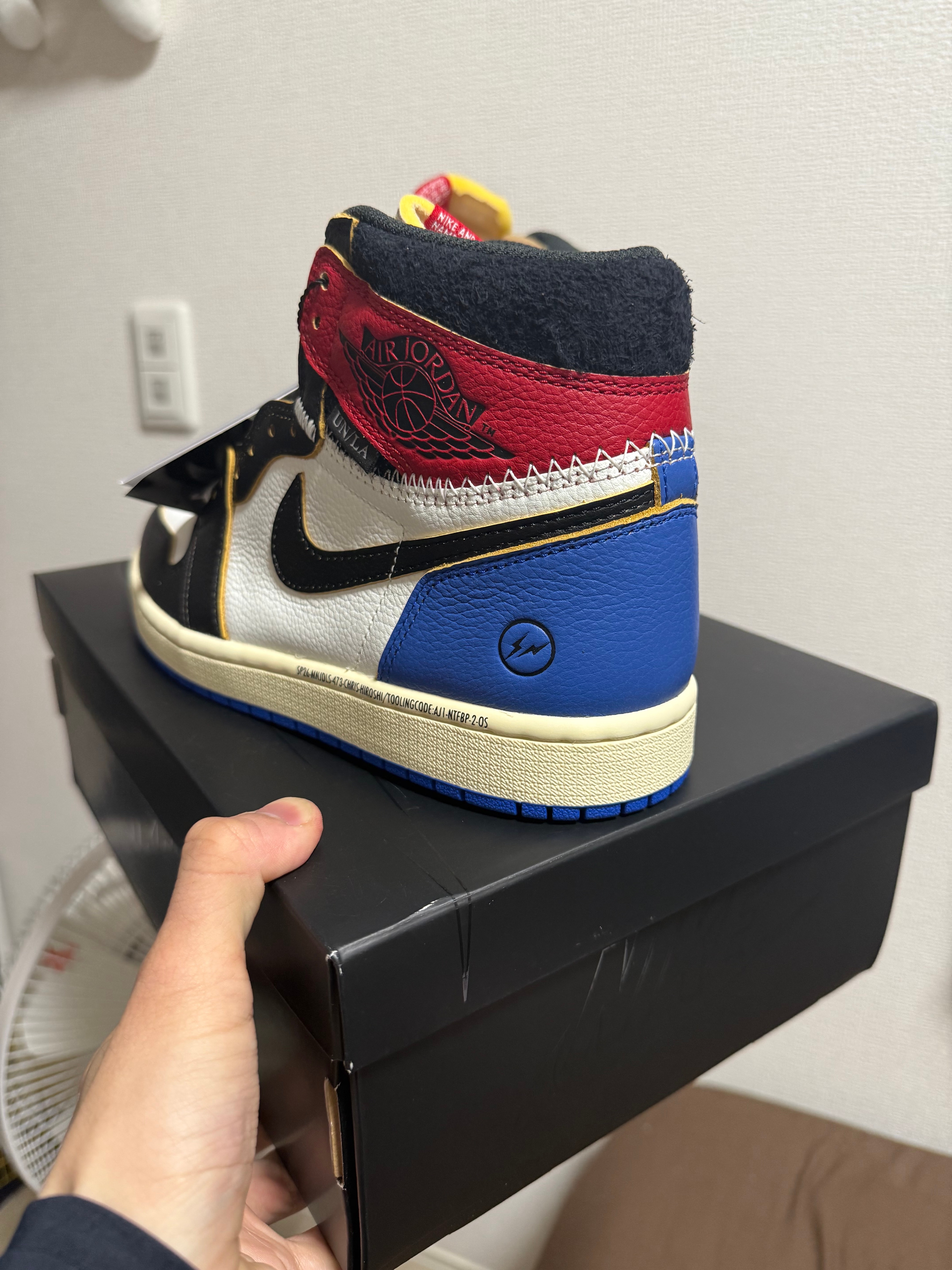 fragment design × UNION × Nike Air Jordan 1 High OG "Black/Varsity Red"