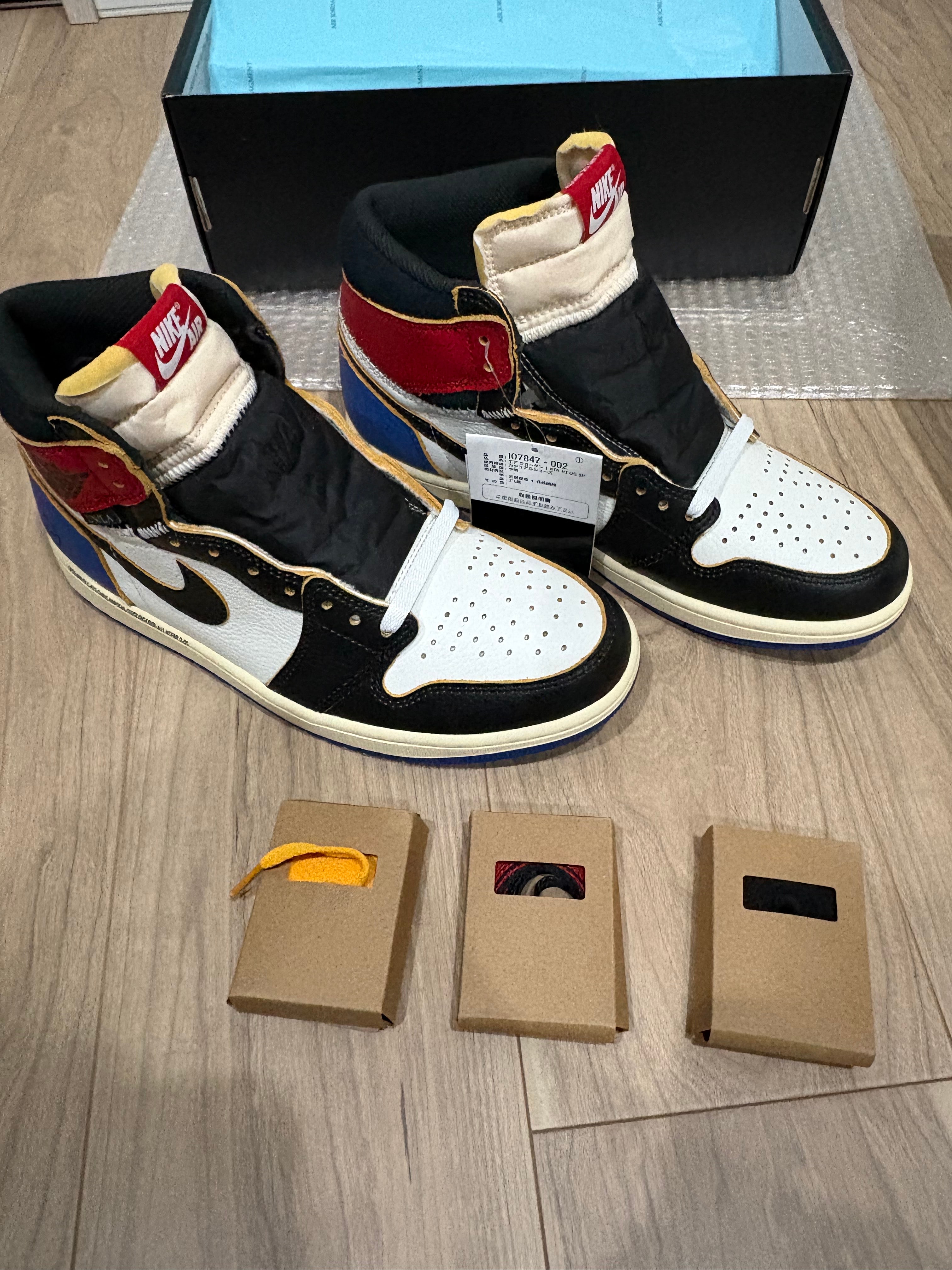 fragment design × UNION × Nike Air Jordan 1 High OG "Black/Varsity Red"