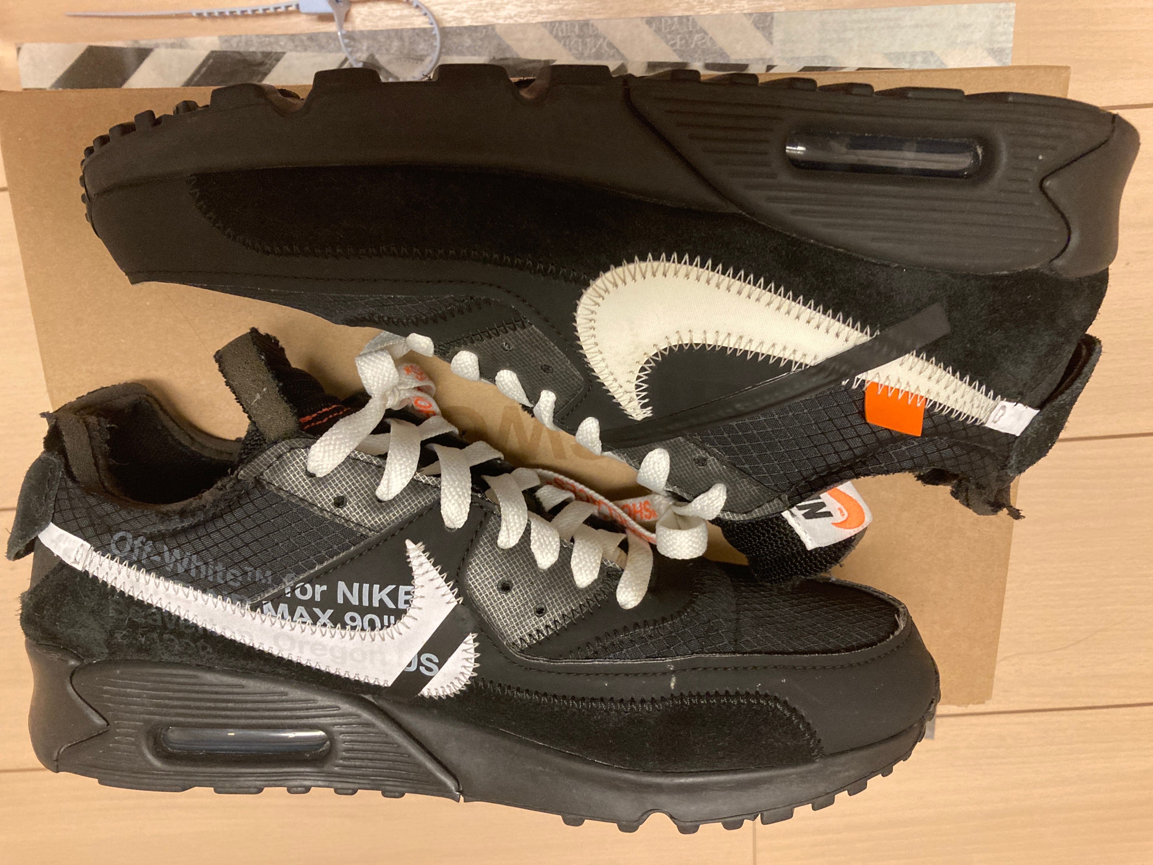 Off-White × Nike Air Max 90 "Black/Black-Cone-White"