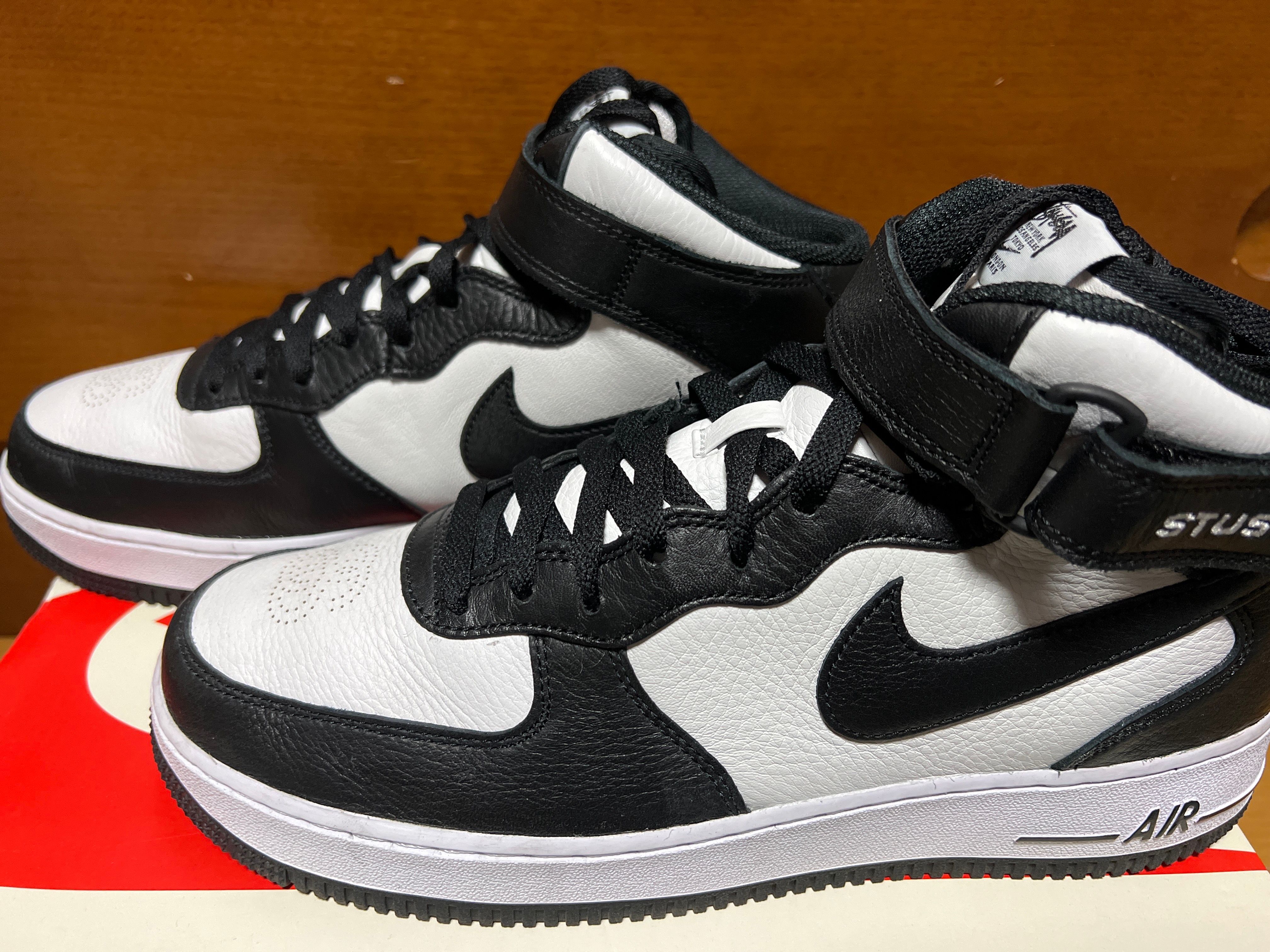 Stussy × Nike Air Force 1 Mid "Black and Light Bone"