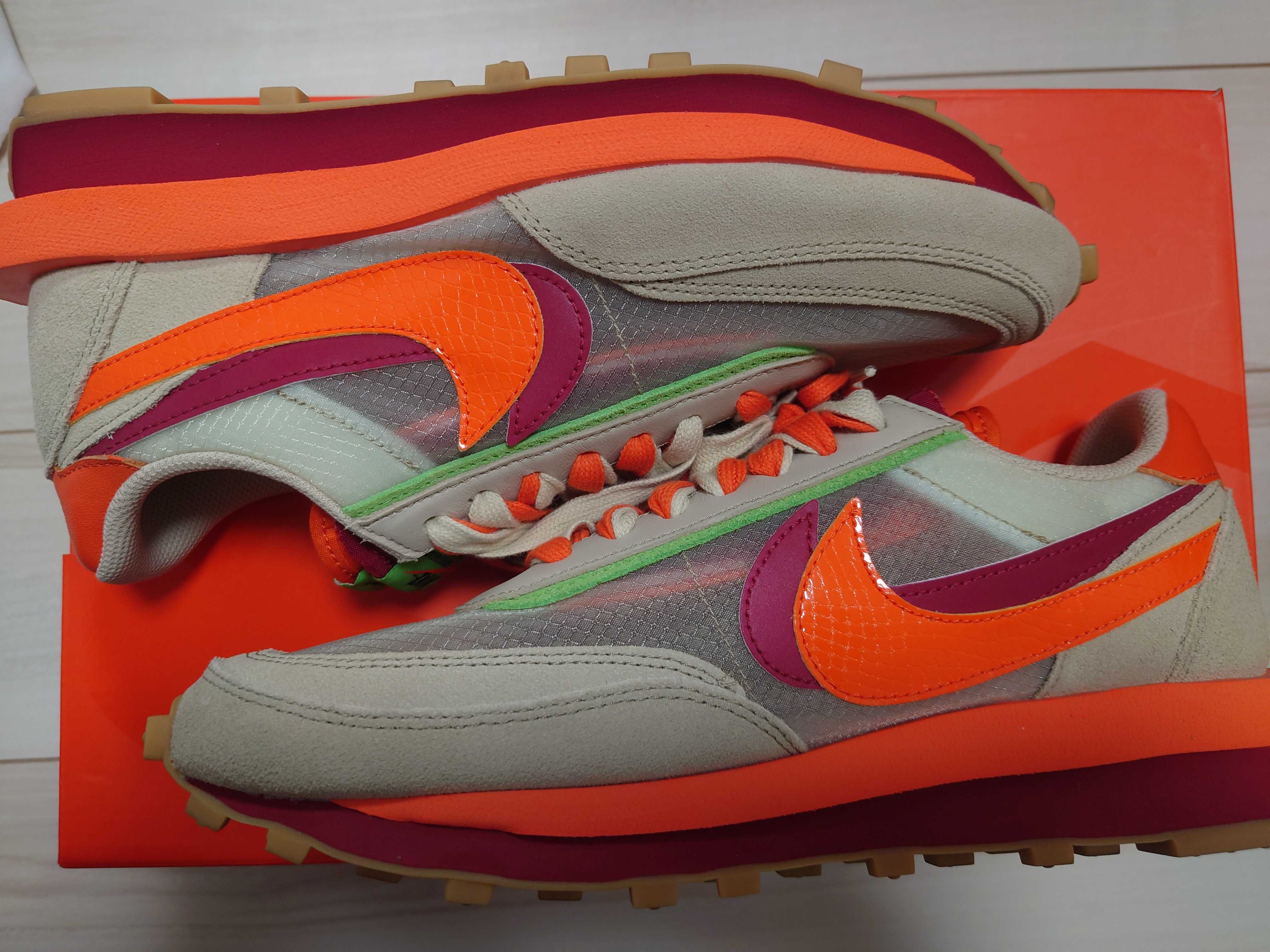 CLOT × Sacai × Nike LD Waffle "Orange Blaze"