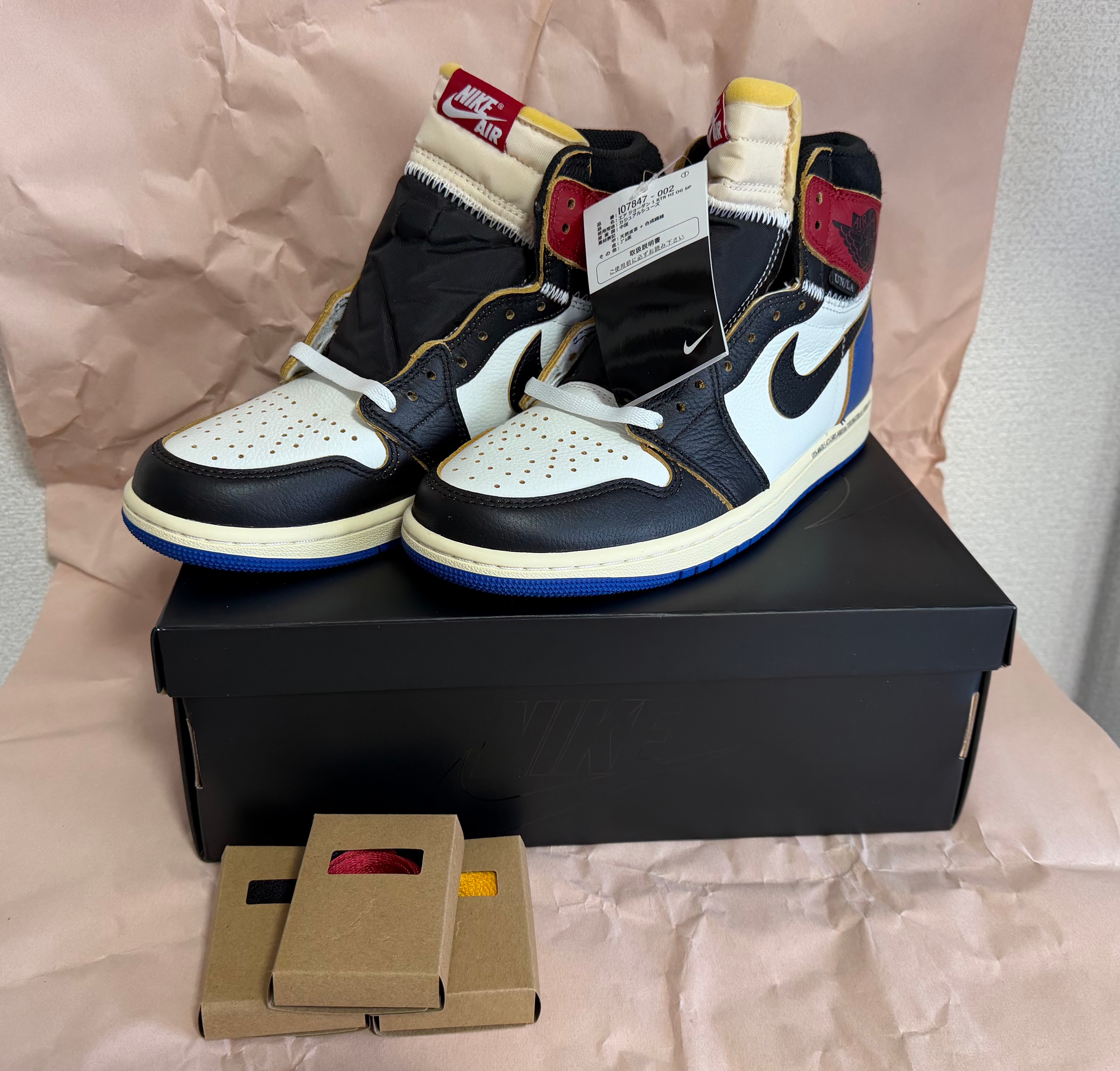 fragment design × UNION × Nike Air Jordan 1 High OG "Black/Varsity Red"