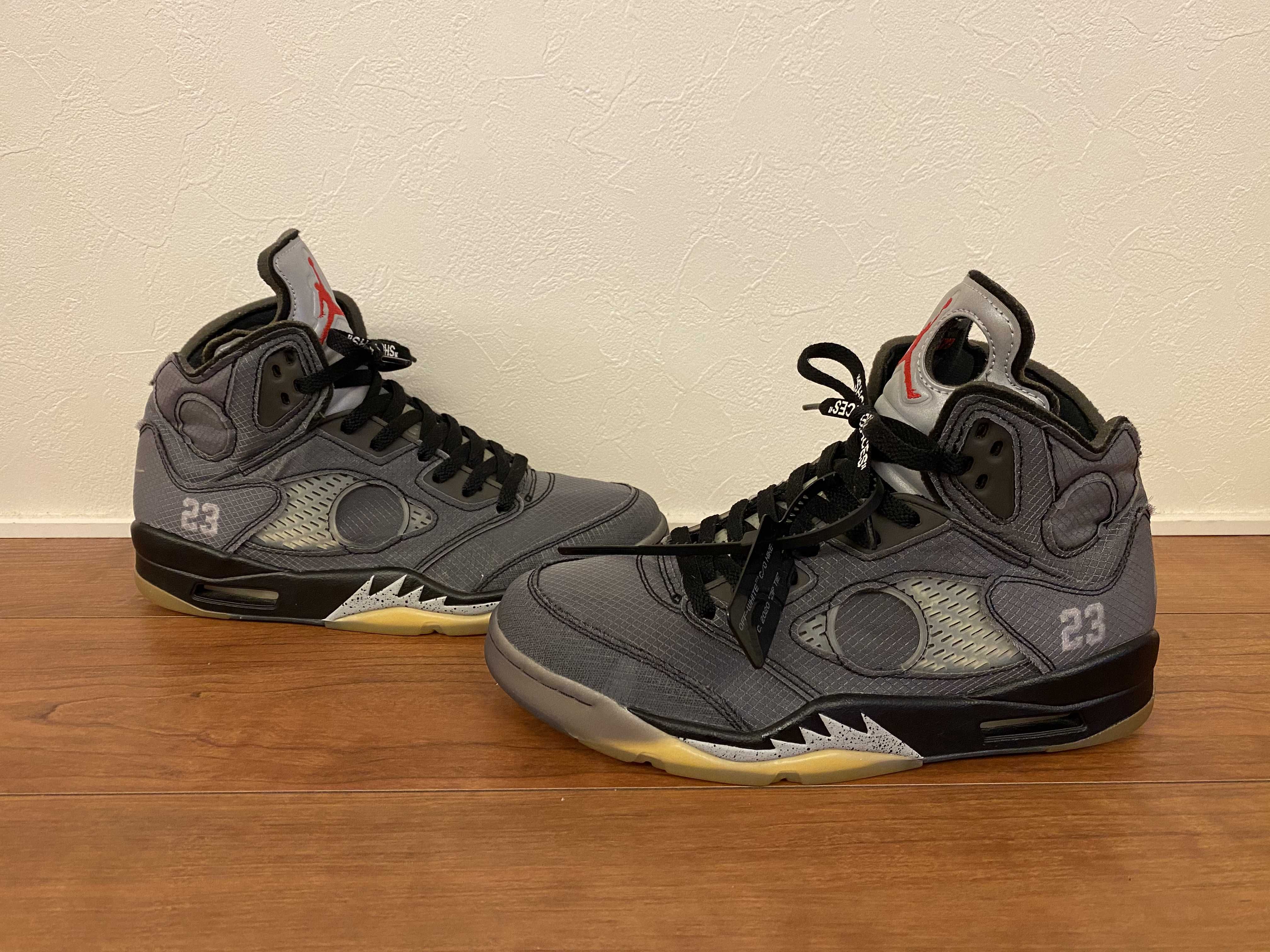 Off-White × Nike Air Jordan 5 "Black/Muslin/Fire Red"