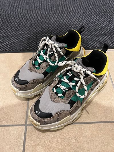 GUCCI × Balenciaga The Hacker Project Triple S "Beige/Green/Yellow"