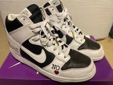 Supreme × Nike SB Dunk High By Any Means "White Black"