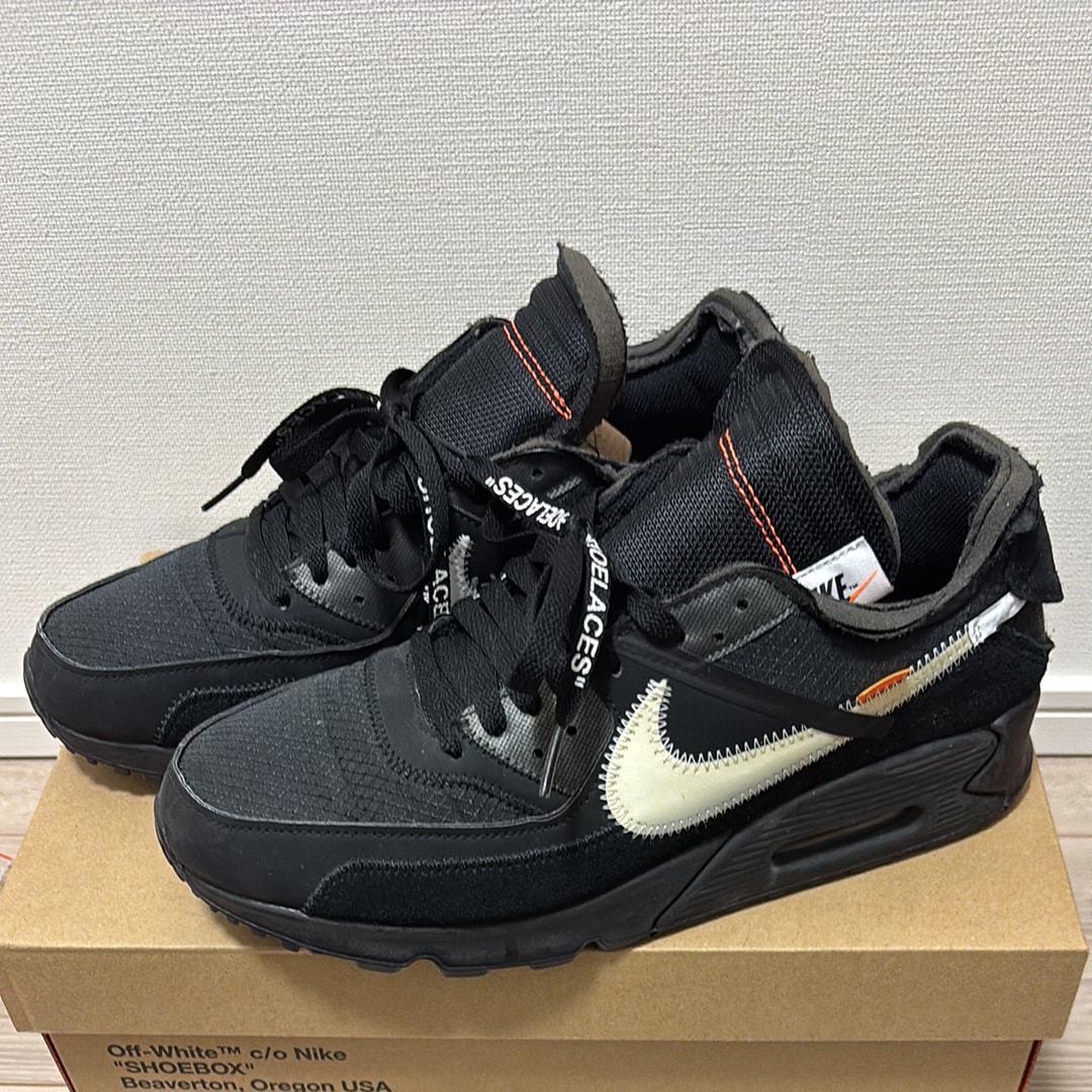 Off-White × Nike Air Max 90 "Black/Black-Cone-White"
