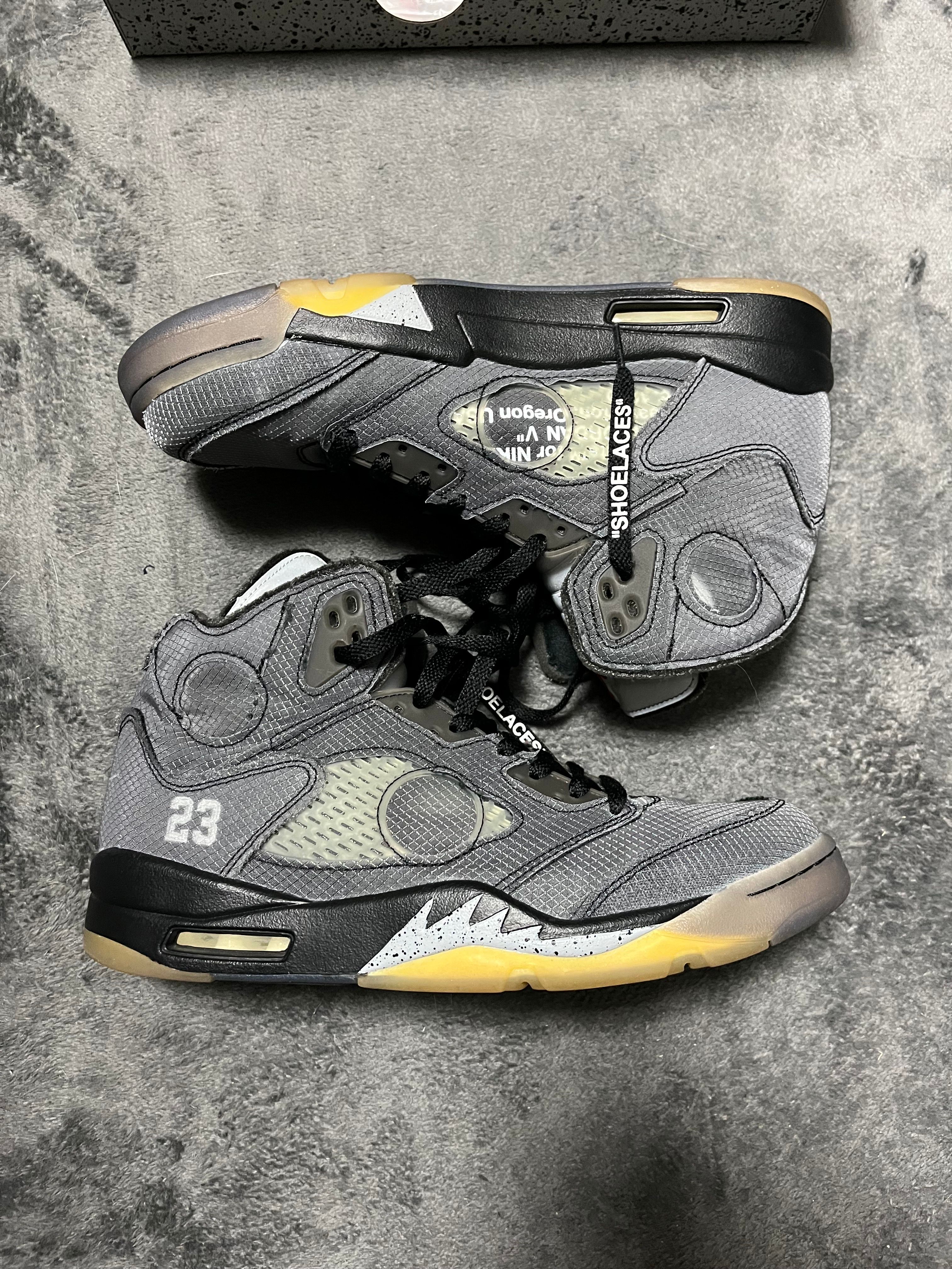 Off-White × Nike Air Jordan 5 "Black/Muslin/Fire Red"