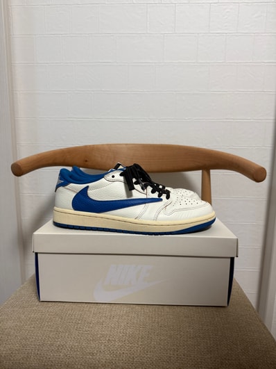 Travis Scott × fragment design × Nike Air Jordan 1 Low OG "Sail/Military Blue"