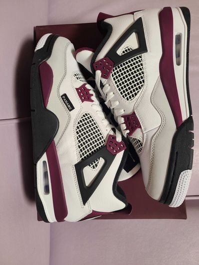 Paris Saint Germain ×Nike Air Jordan 4 Retro "White/Bordeaux/Neutral Gray"