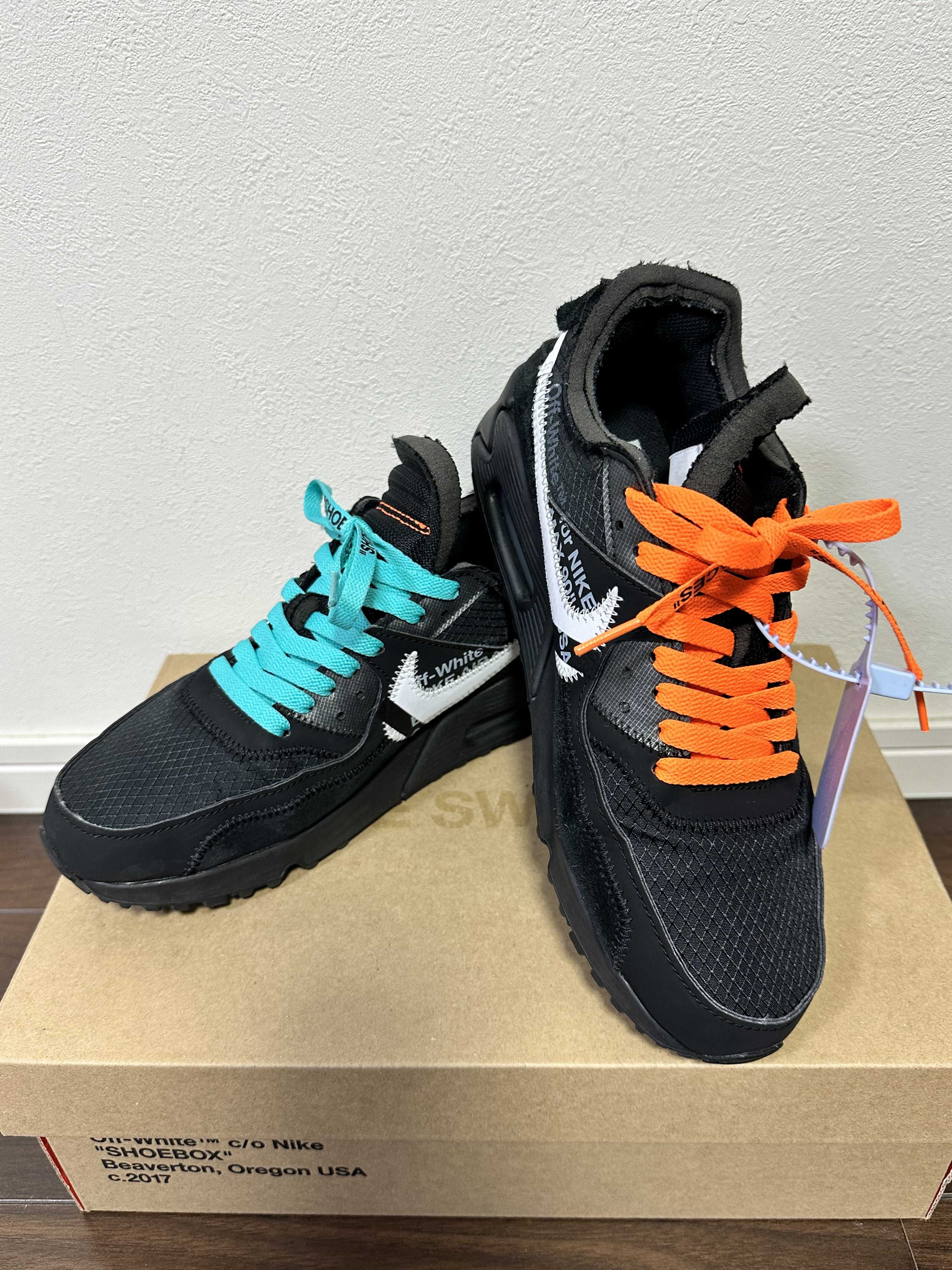 Off-White × Nike Air Max 90 "Black/Black-Cone-White"