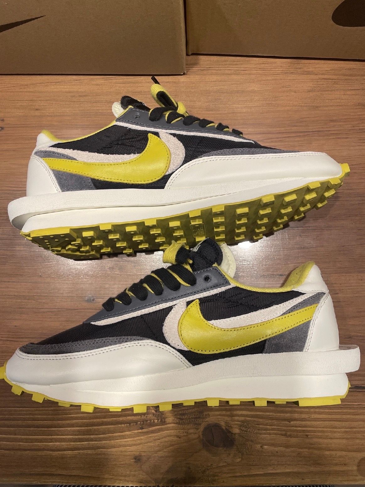UNDERCOVER × sacai × Nike LD Waffle "Black/Sail-Dark Grey-Bright Citron"