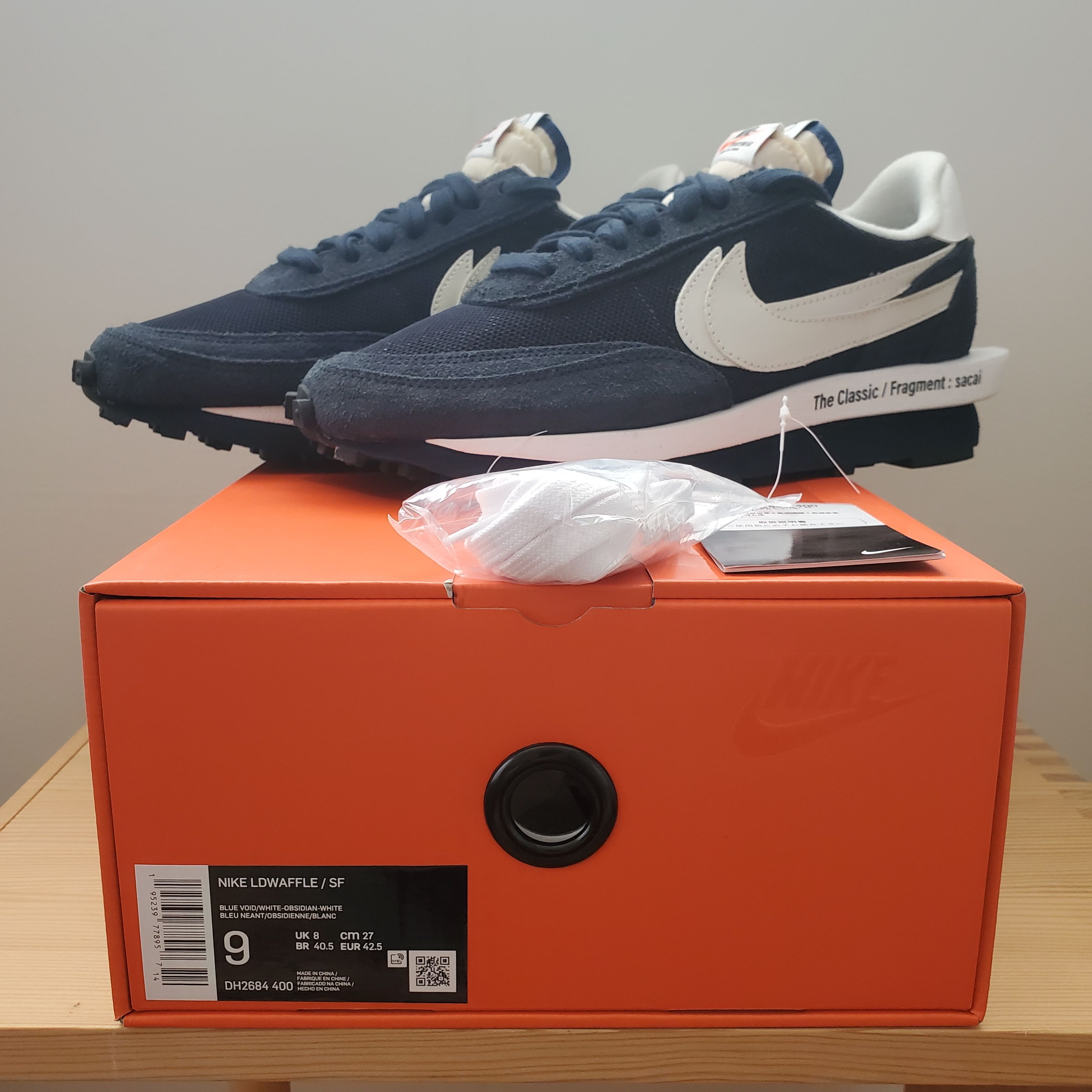 Fragment × sacai × Nike LD Waffle "Blackended Blue"