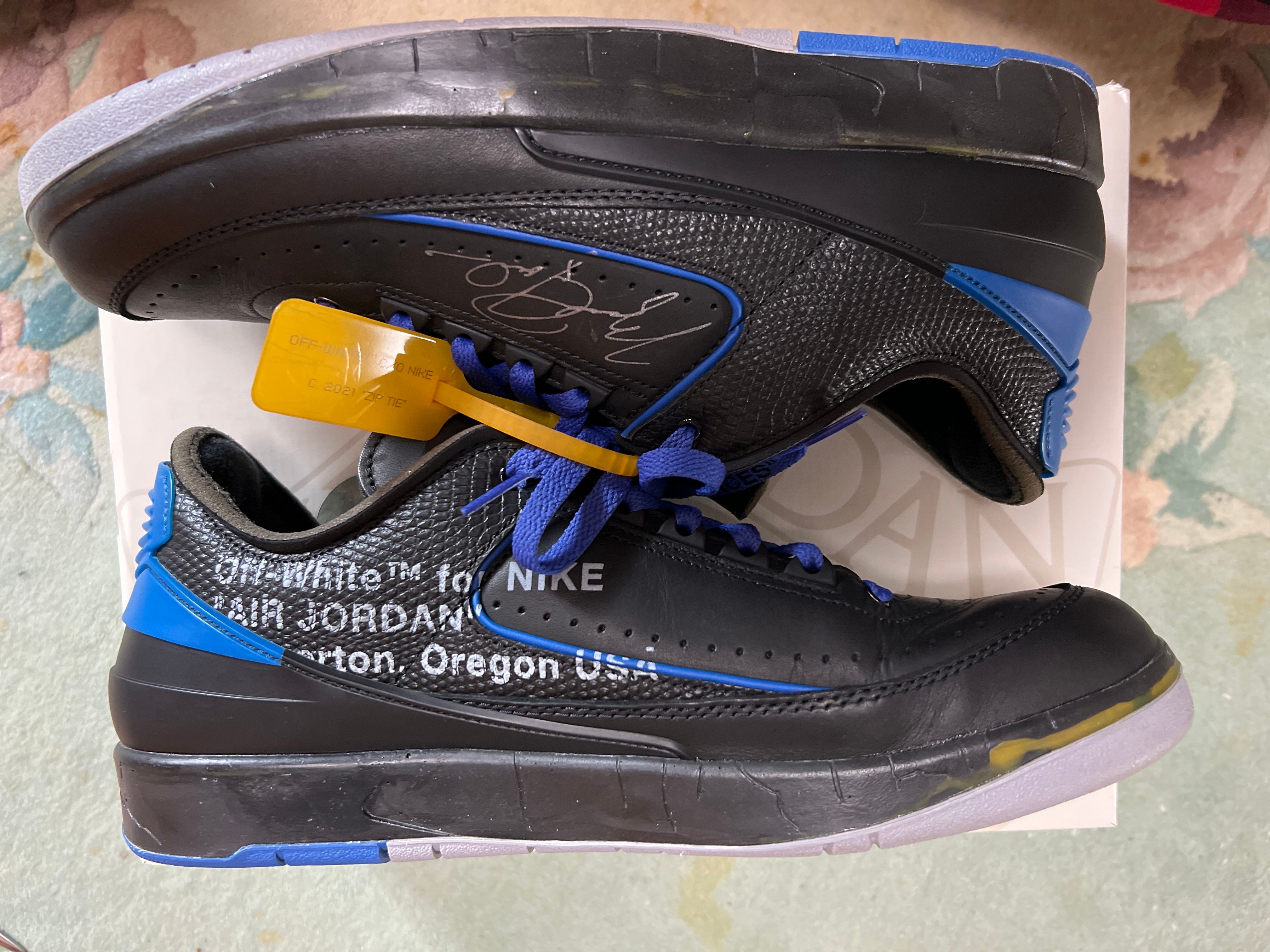 Off-White × Nike Air Jordan 2 Low "Black and Varsity Royal"