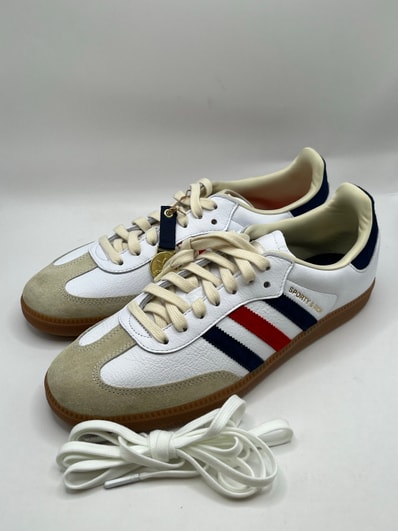 Sporty & Rich × adidas Samba OG "Cloud White/Night Indigo/Collegiate Red"