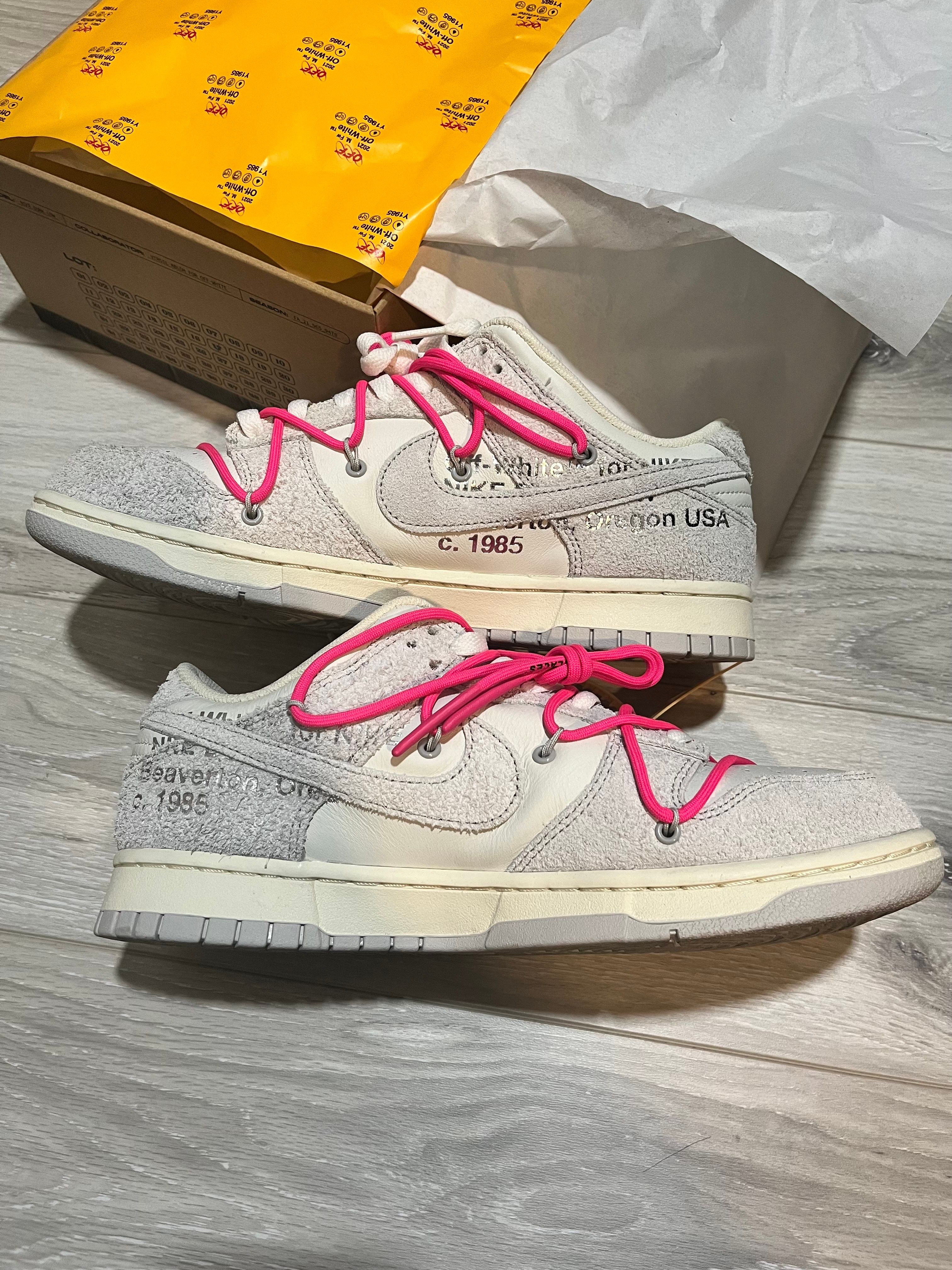 Off-White × Nike Dunk Low "Sail/Neutral Gray/Hyper Pink"