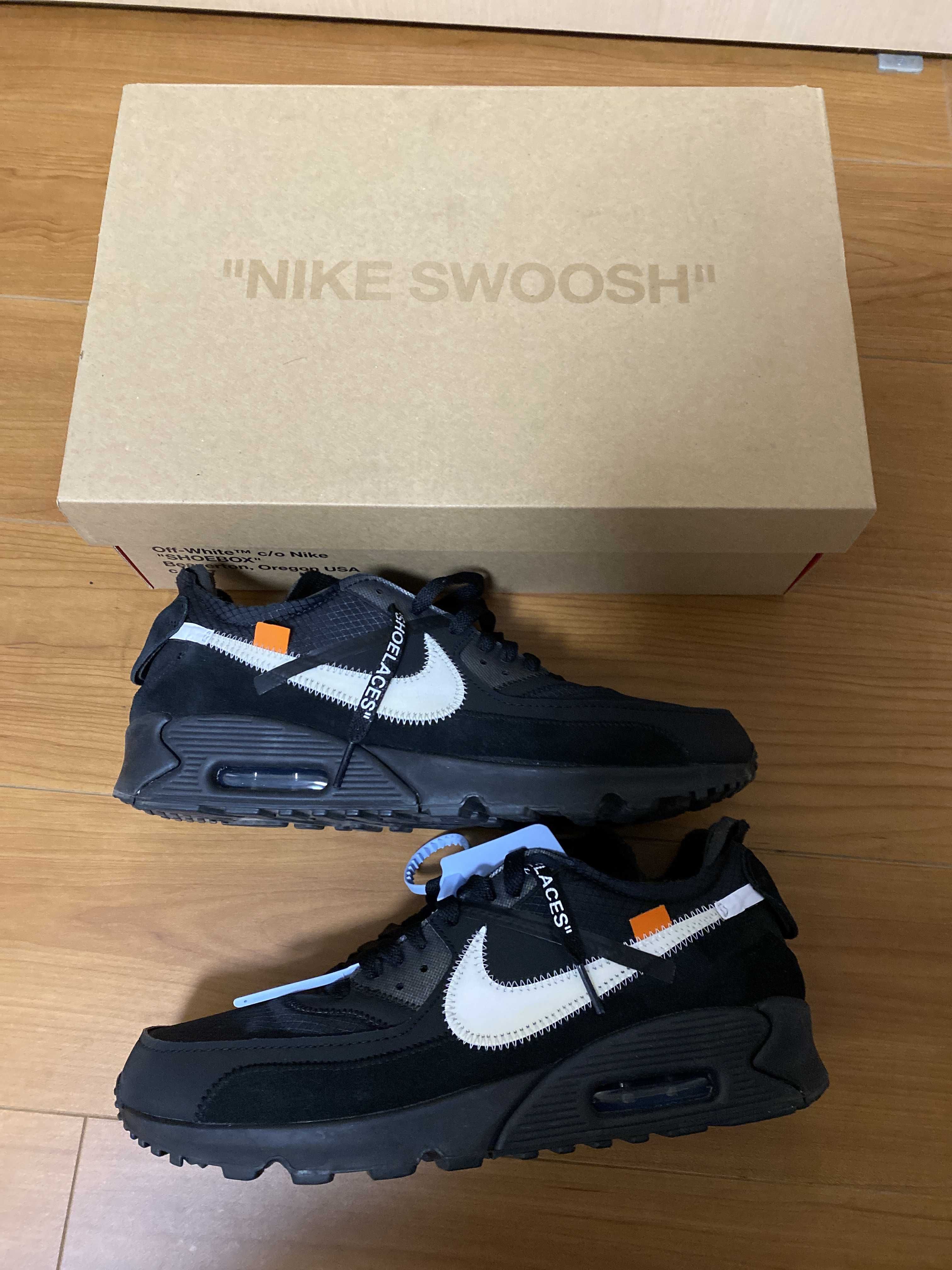 Off-White × Nike Air Max 90 "Black/Black-Cone-White"