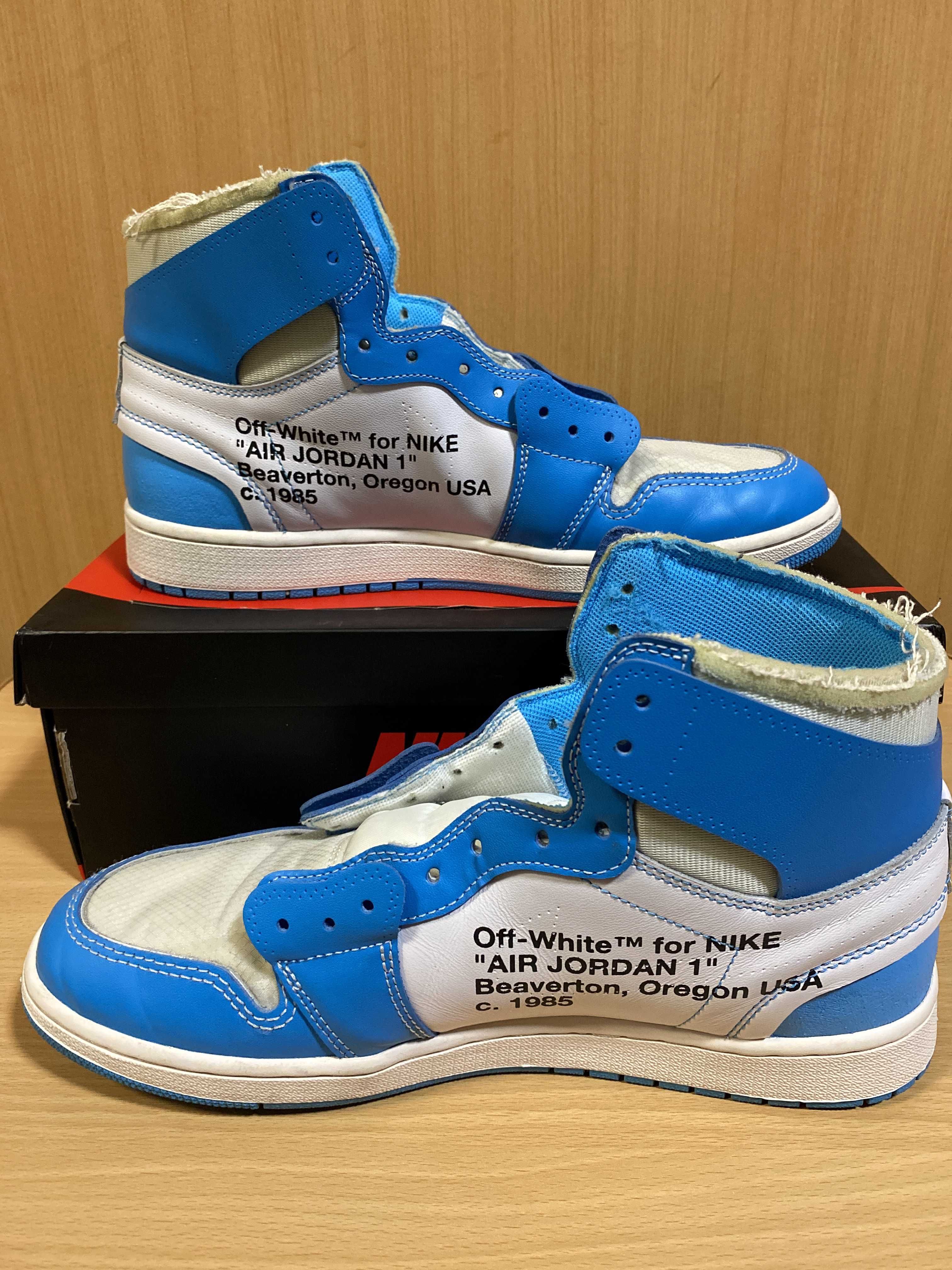 Off-White × Nike Air Jordan 1 High UNC "White/Dark Powder Blue"