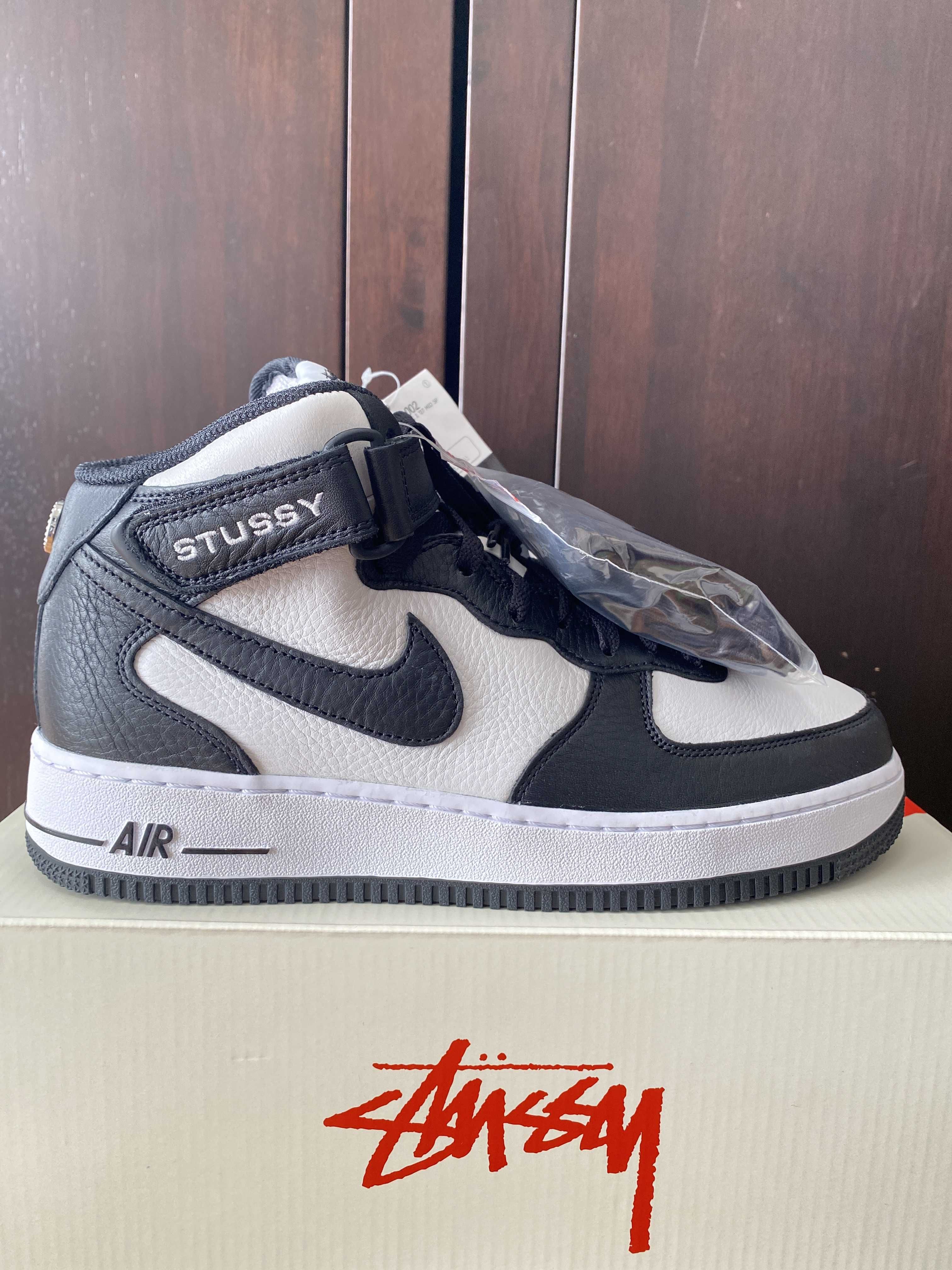 Stussy × Nike Air Force 1 Mid "Black and Light Bone"