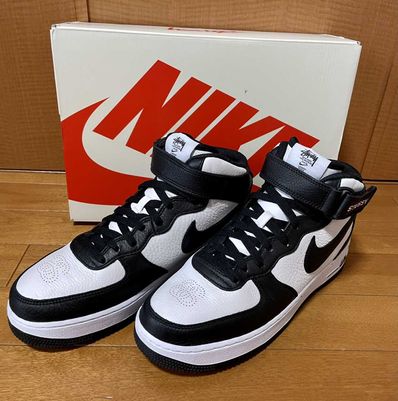 Stussy × Nike Air Force 1 Mid "Black and Light Bone"
