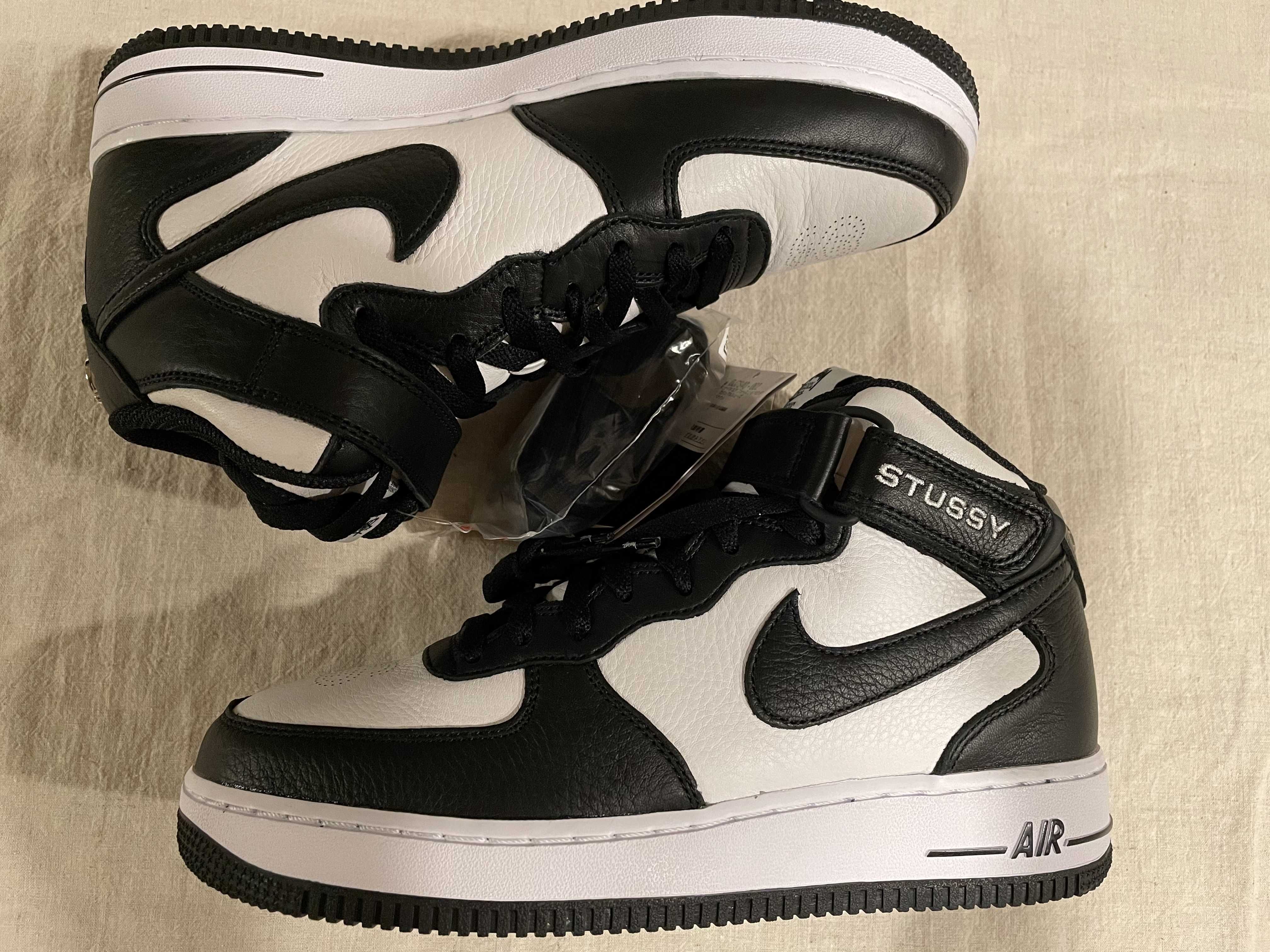 Stussy × Nike Air Force 1 Mid "Black and Light Bone"