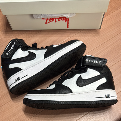 Stussy × Nike Air Force 1 Mid "Black and Light Bone"